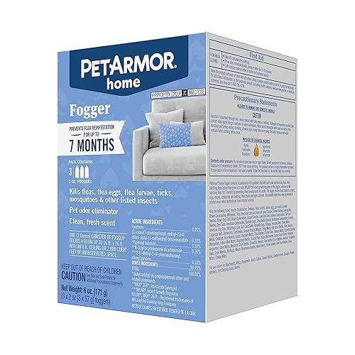 PetArmor Home Fogger - Kills Fleas, Ticks & Mosquitoes, 3 Canisters, Fresh Scent, Eliminates Pet Odor, 7-Month Protection, 2