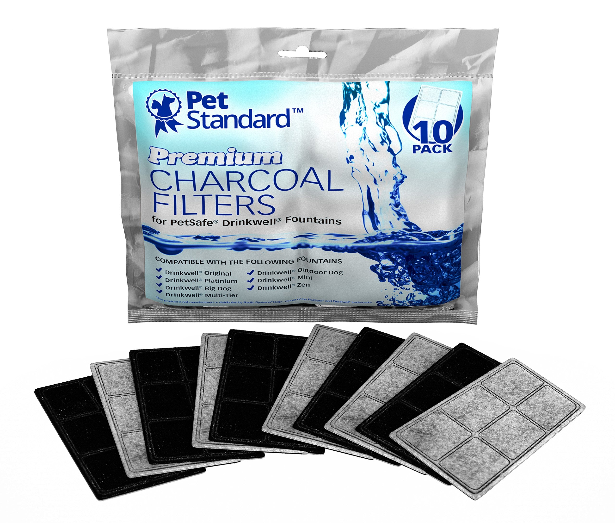 Premium Charcoal Filters For Petsafe Drinkwell Fountains, Pack Of 10
