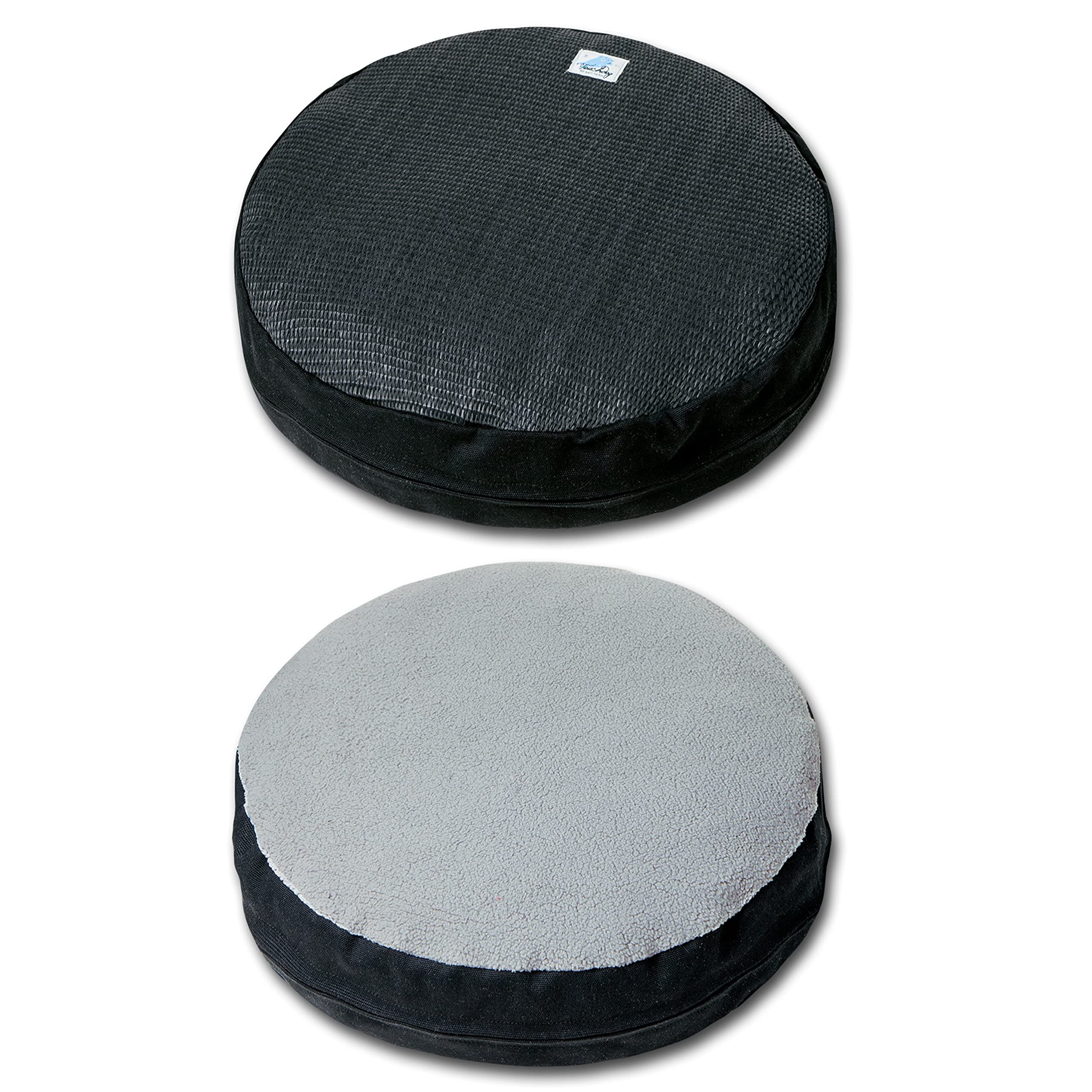 touchcat 'Clawver Nest' Rounded Cat Bed or Cat Furniture Lounge with a Carpet Cat Scratcher Exterior Shell, Reversible Cushion and Built-in Hanging Cat Teaser Toy