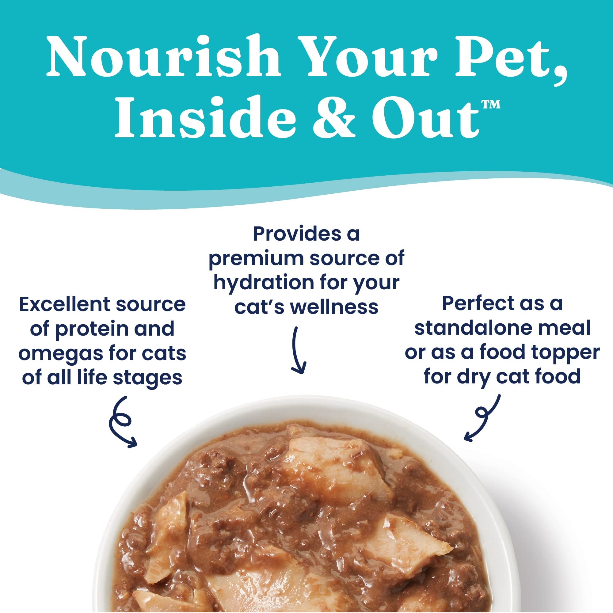 Solid Gold Wet Cat Food Shreds in Gravy - Canned Cat Food Made w/Real Tuna - Five Oceans Grain Free - 16ct/3oz Can