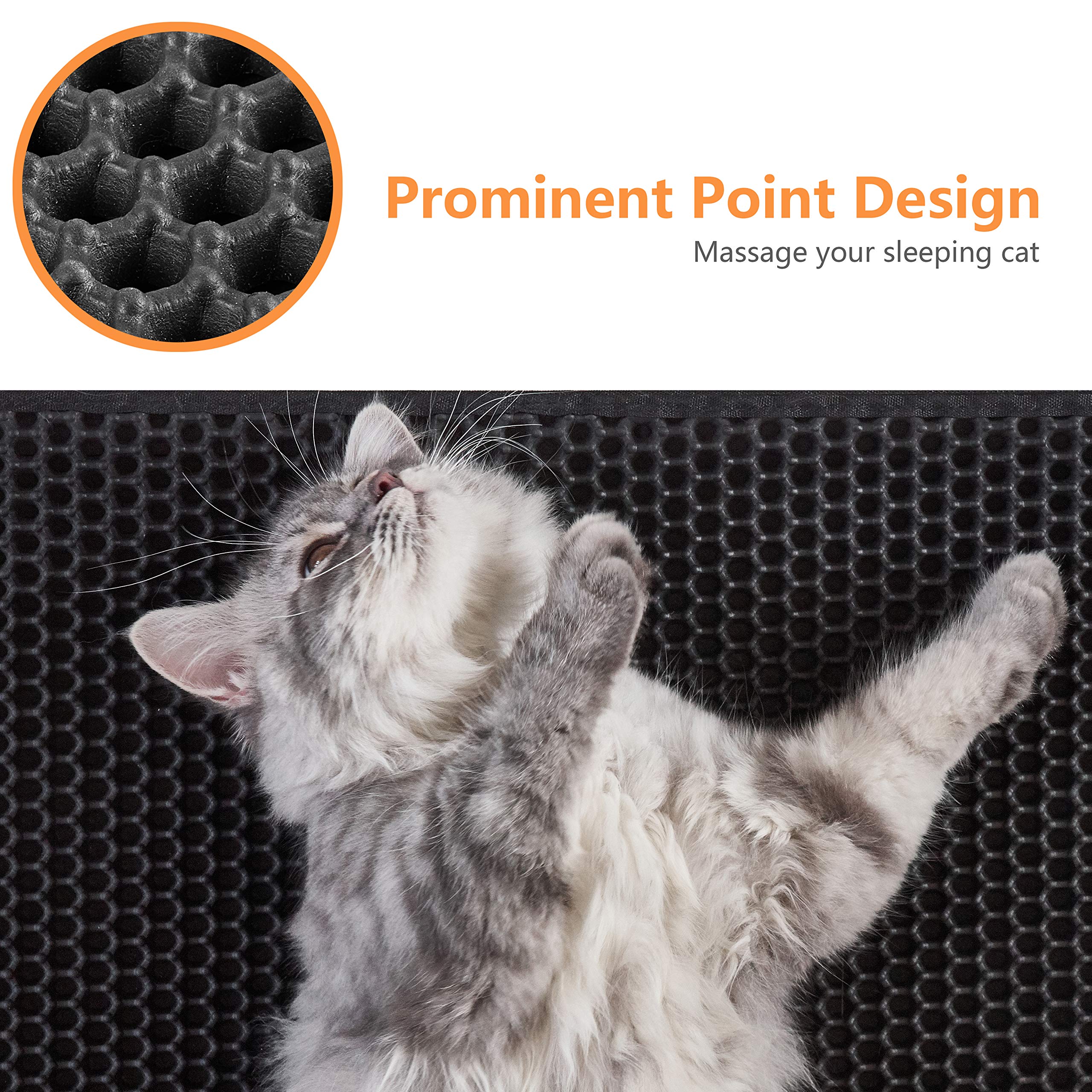 Polarduck Cat Litter Mat, 32 X 25, Cat Litter Trapping Mat Extra Large, Honeycomb Double Layer Design, Urine and Water Proof Mat