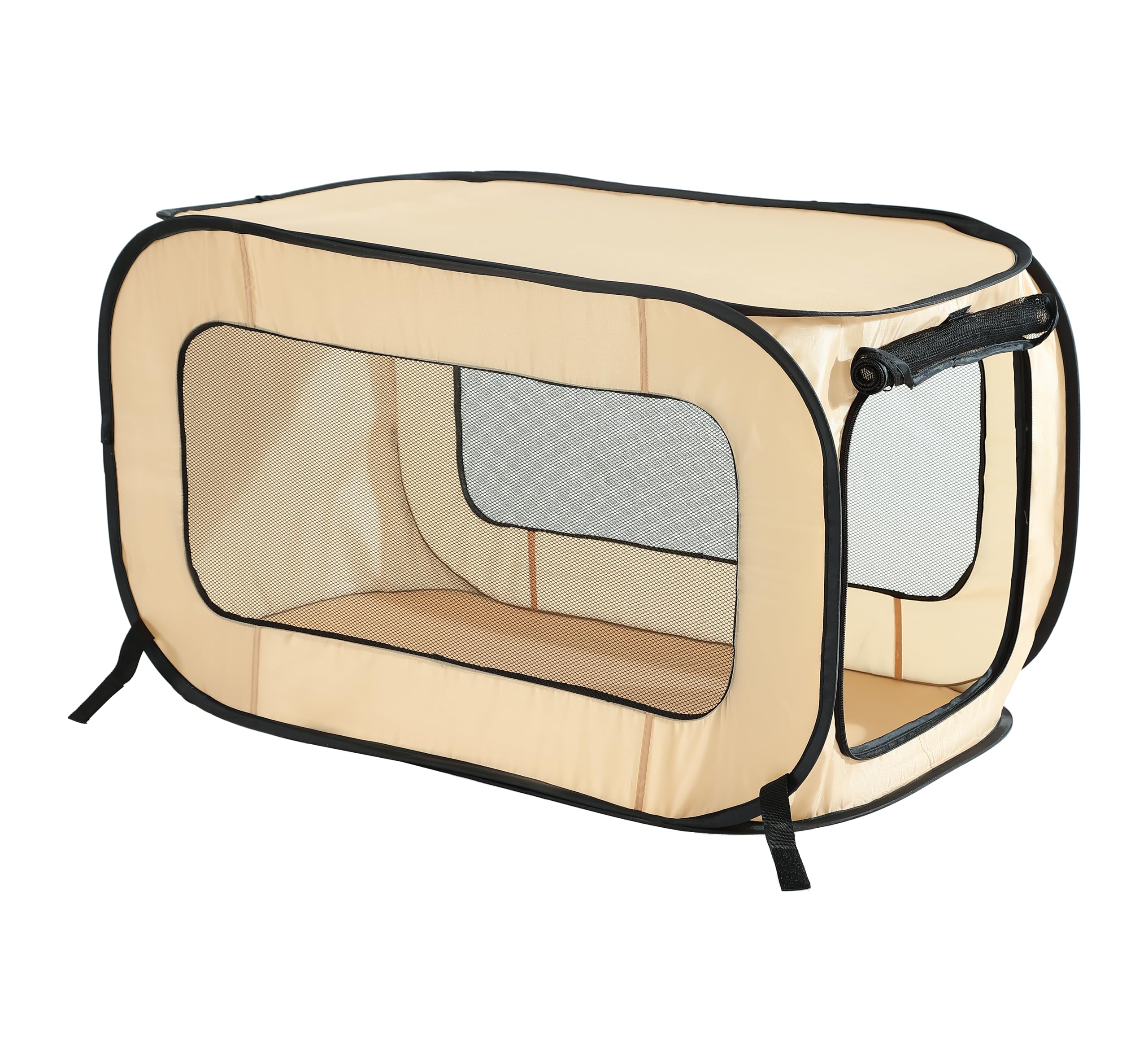 Beatrice Home Fashions Portable, Collapsible, Pop Up Kennel Travel Cat And Dog Crate, 36'' L X 22'' W X 22'' H, Beige