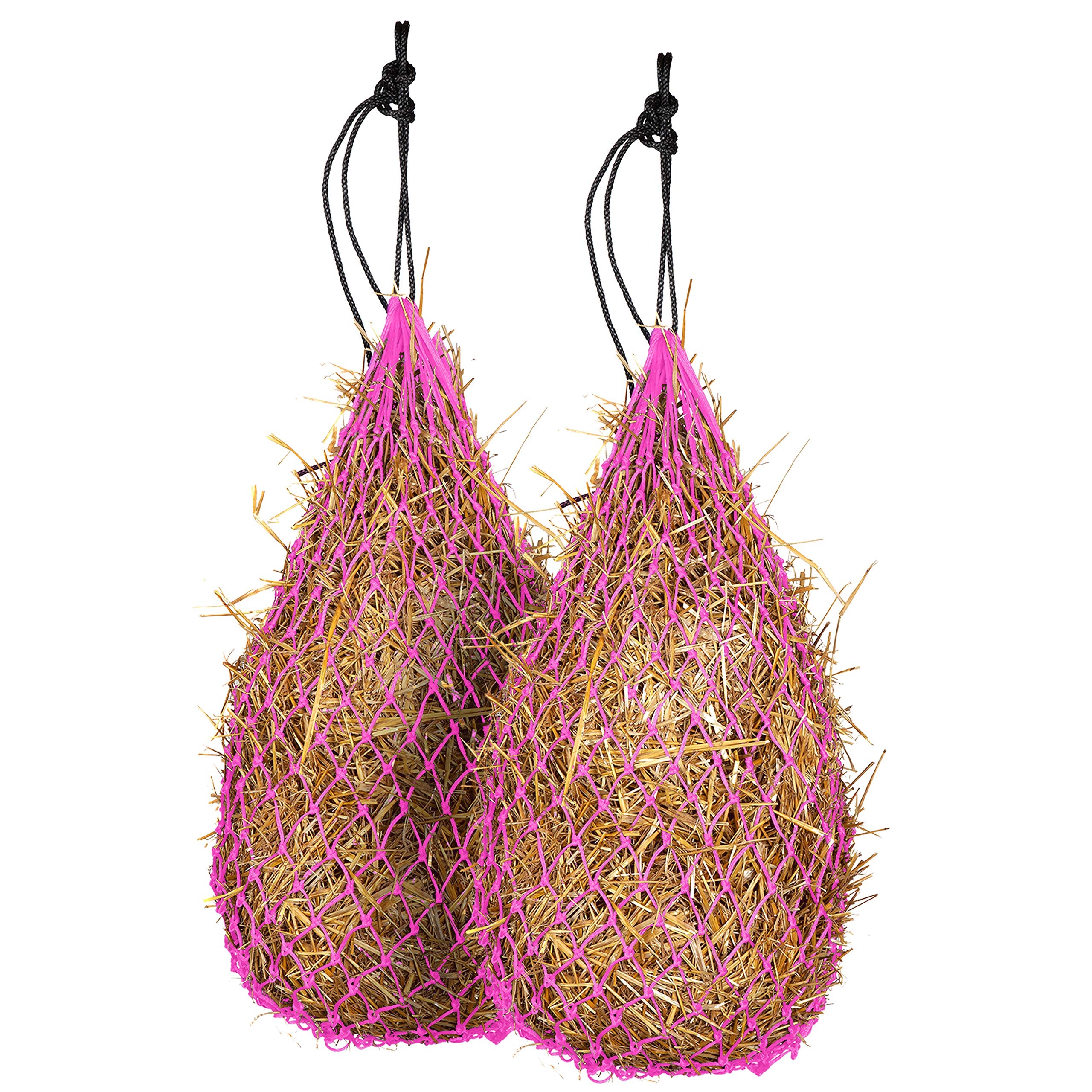 Majestic Ally 2 pcs 42 Long and 2.0x 2.0 Holed Hay Net for Horses, Adjustable Travel Feeder, Regulate Intake of Hay hence Improv