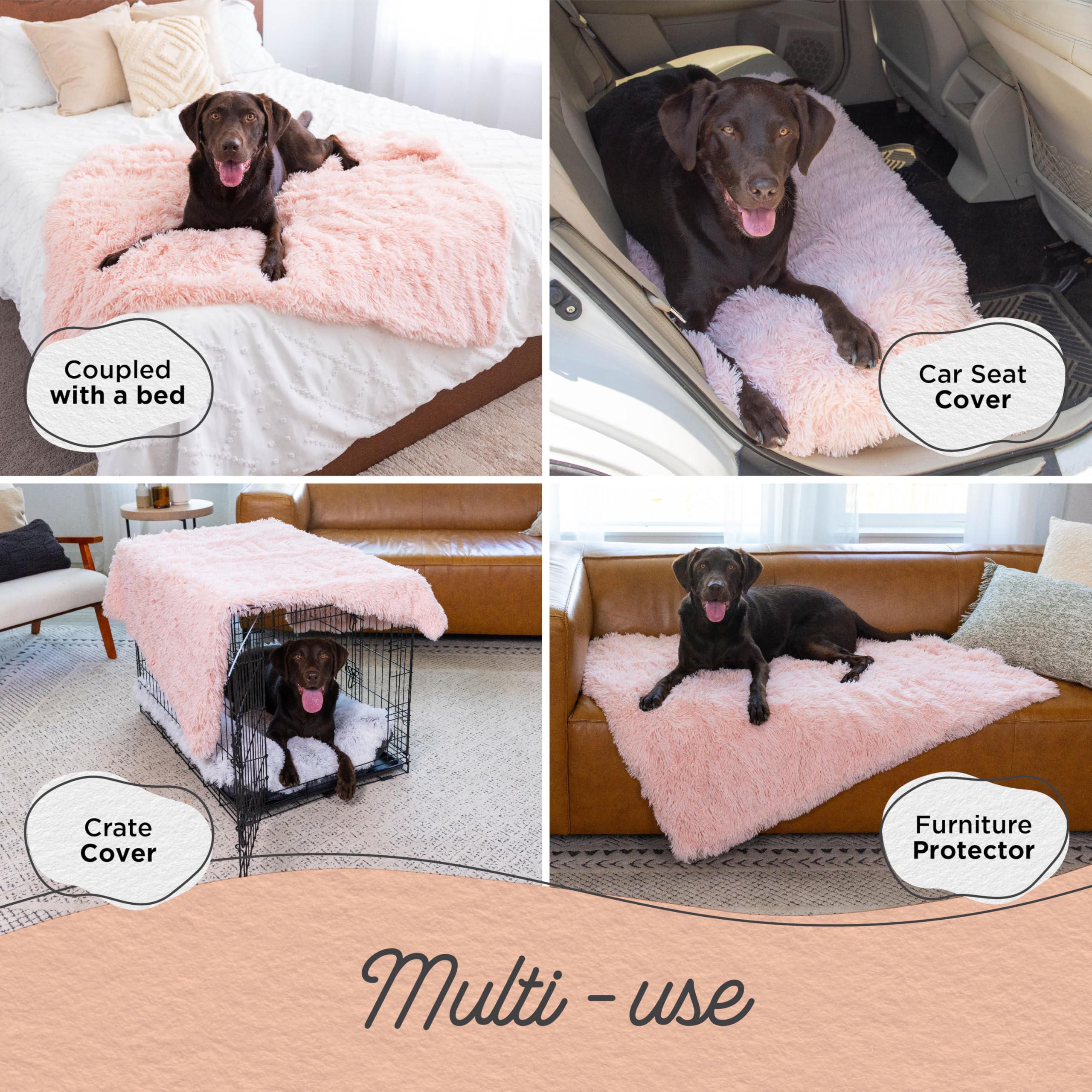 Best Friends By Sheri Calming Shag Dog Blanket - Ultra Soft Faux Fur Pet Throw, Anxiety-Relief, Lightweight Warm Bed Cover For D