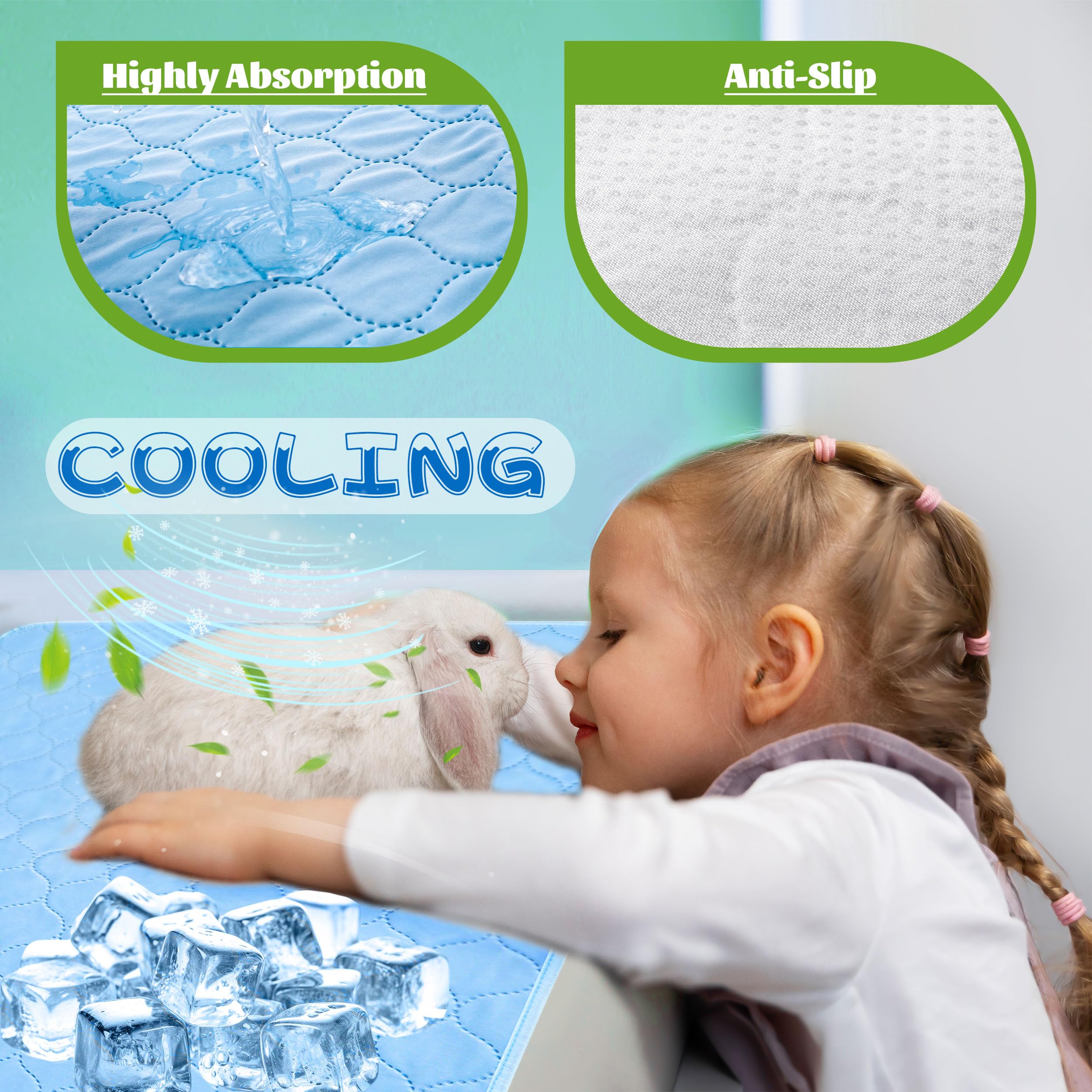 Patiencet Dog Cooling Mat, 22'' X 28'' Upgrade Pet Cool Mat For Dogs Cats, Summer Ice Silk Dog Cooling Pad & Washable Pee Pad Fo
