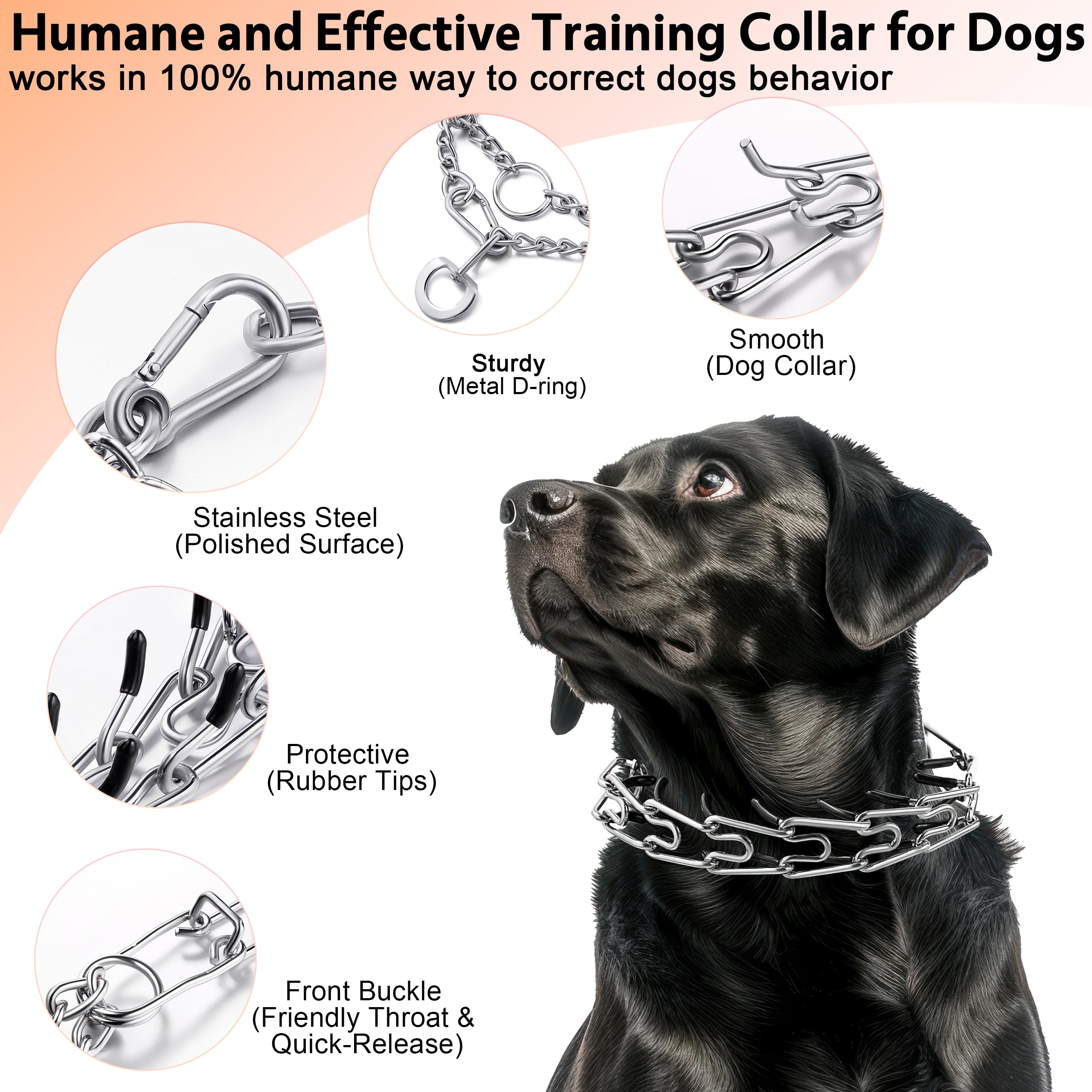 Deyace Dog Pinch Collar, Adjustable Quick Release Choke Training Collar, Stainless Steel Prong Collar For Large Medium Small Dog