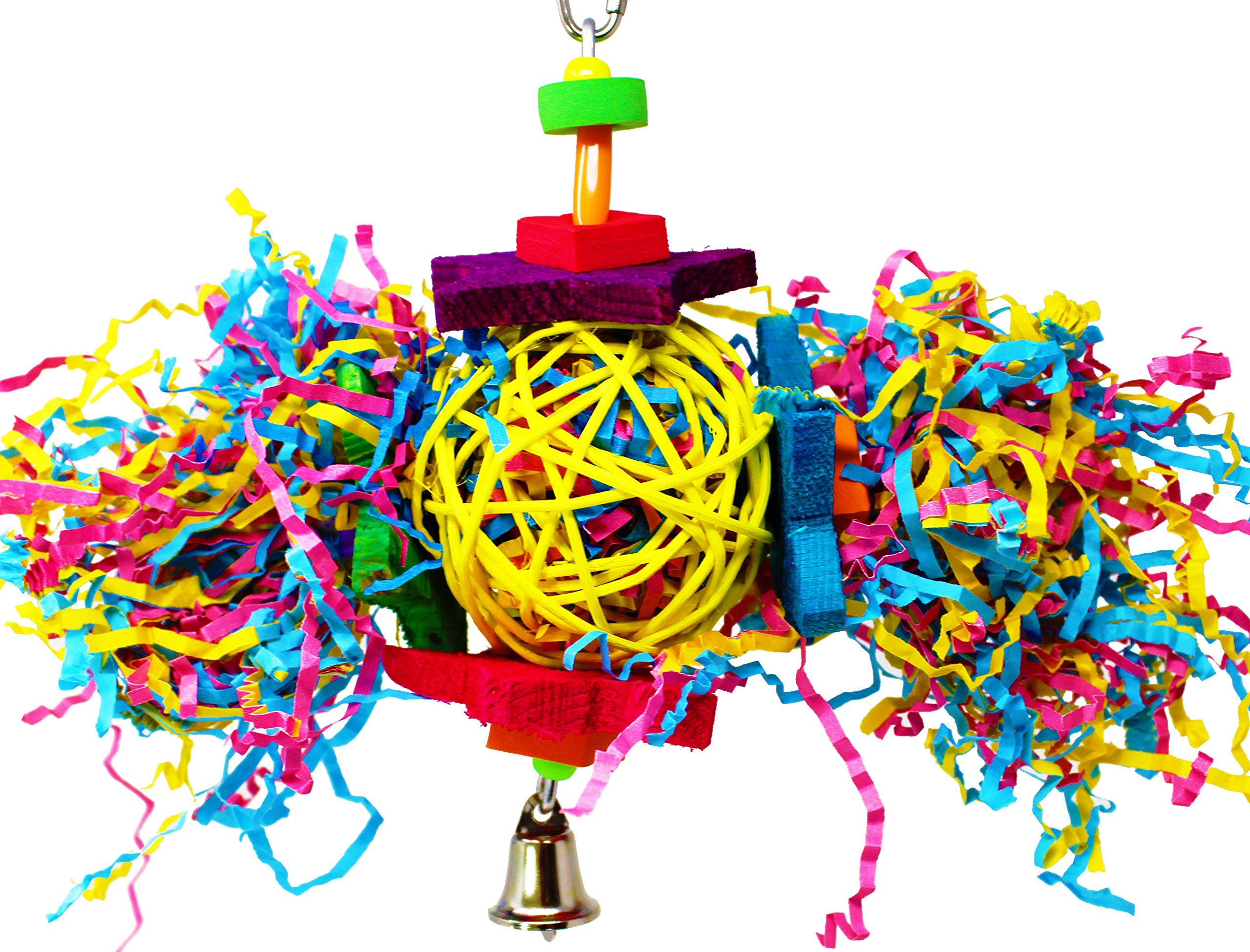 Bonka Bird Toys 1839 Foraging Star 7' High By 8' Wide, Medium Parrot Chew Shred Forage Cage Toy, Conure, Pionus, Quaker, And Similar Birds