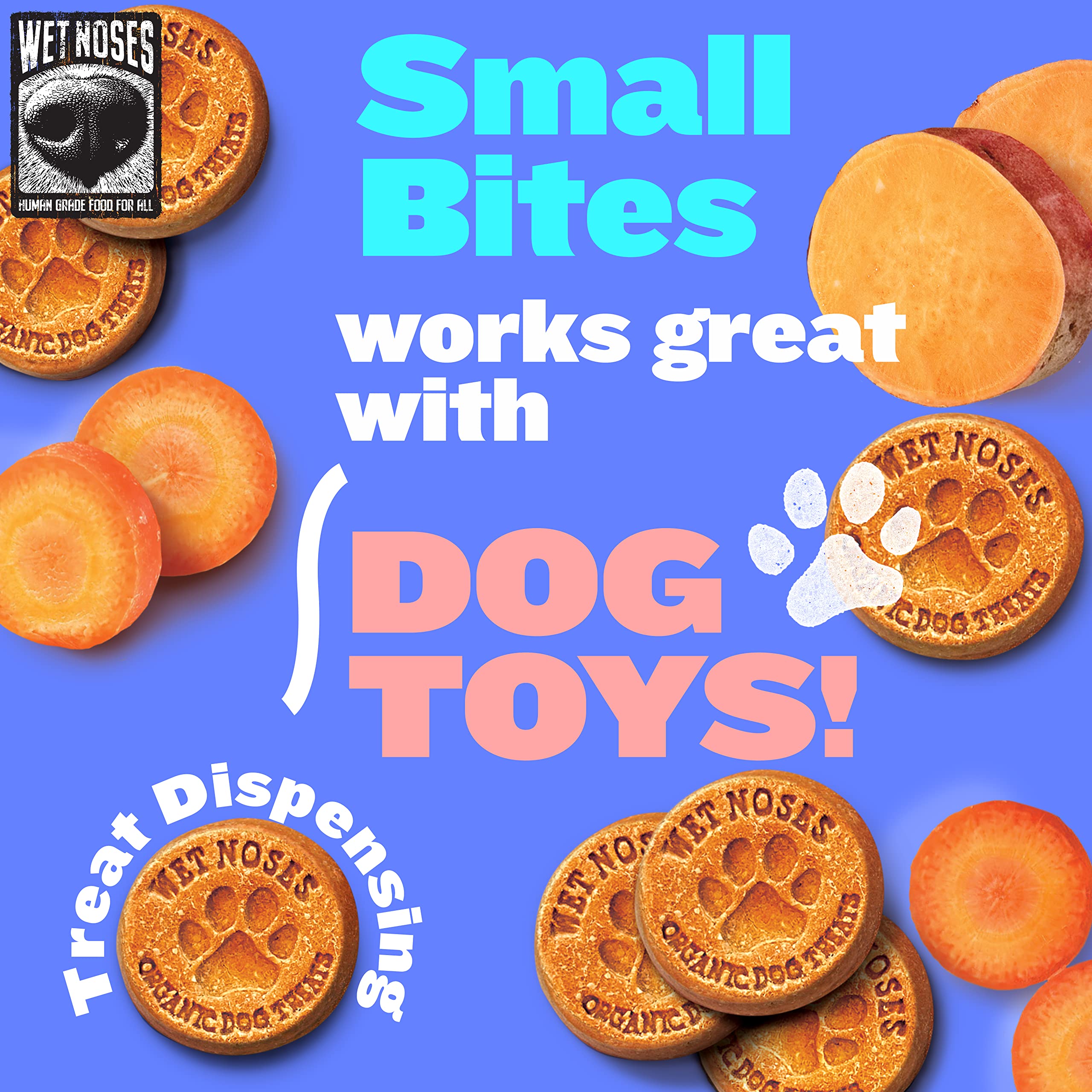 Wet Noses Grain-Free Organic Crunchy Dog Treats - for All Pet Sizes, Breeds - All-Natural Treat - 100% Human-Grade - Delicious S