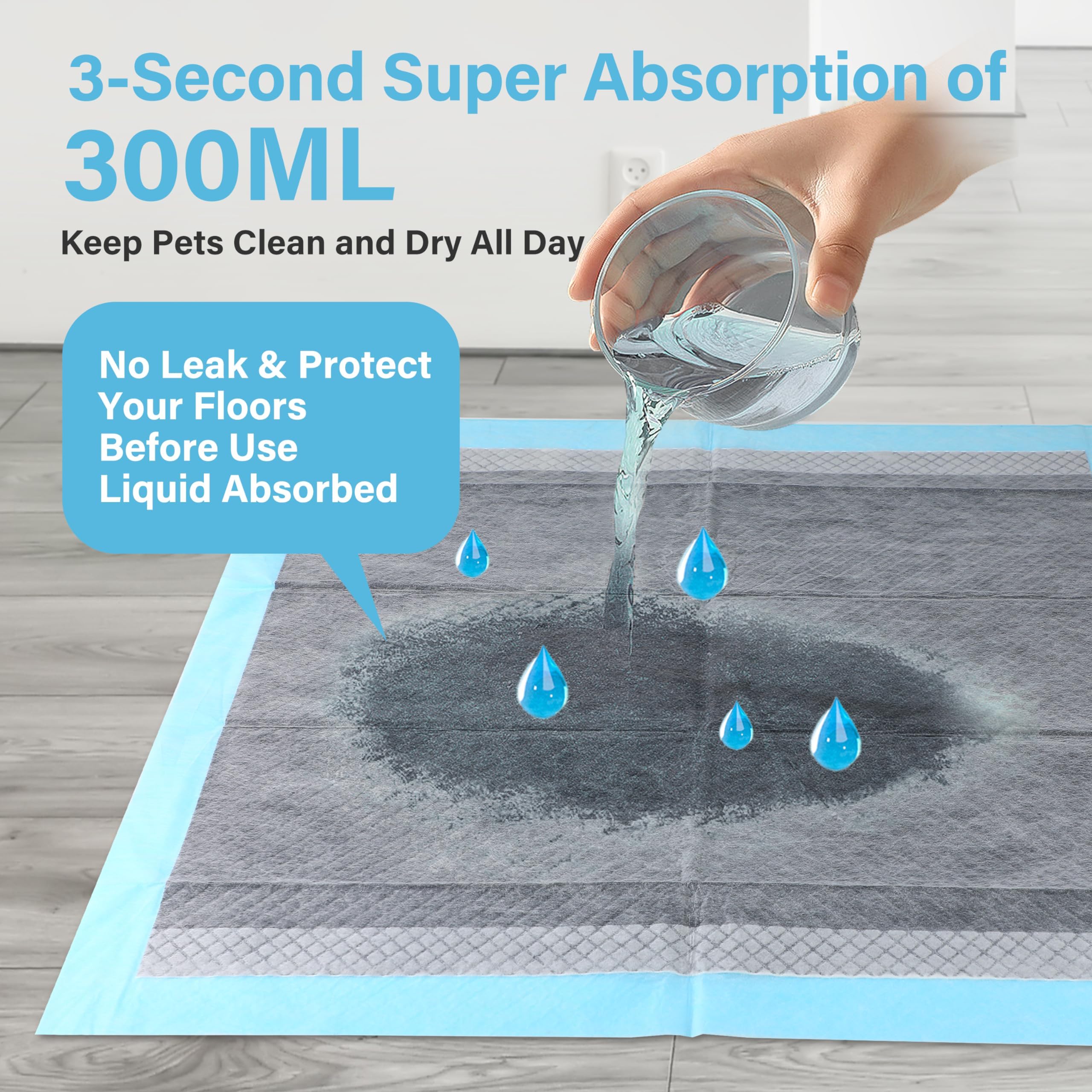 FluffyDream Ultra Charcoal Dog Training Pads with Leak-Proof Quick-Dry Urine Odor Design for Potty Training,23X23(80PCS) Improve