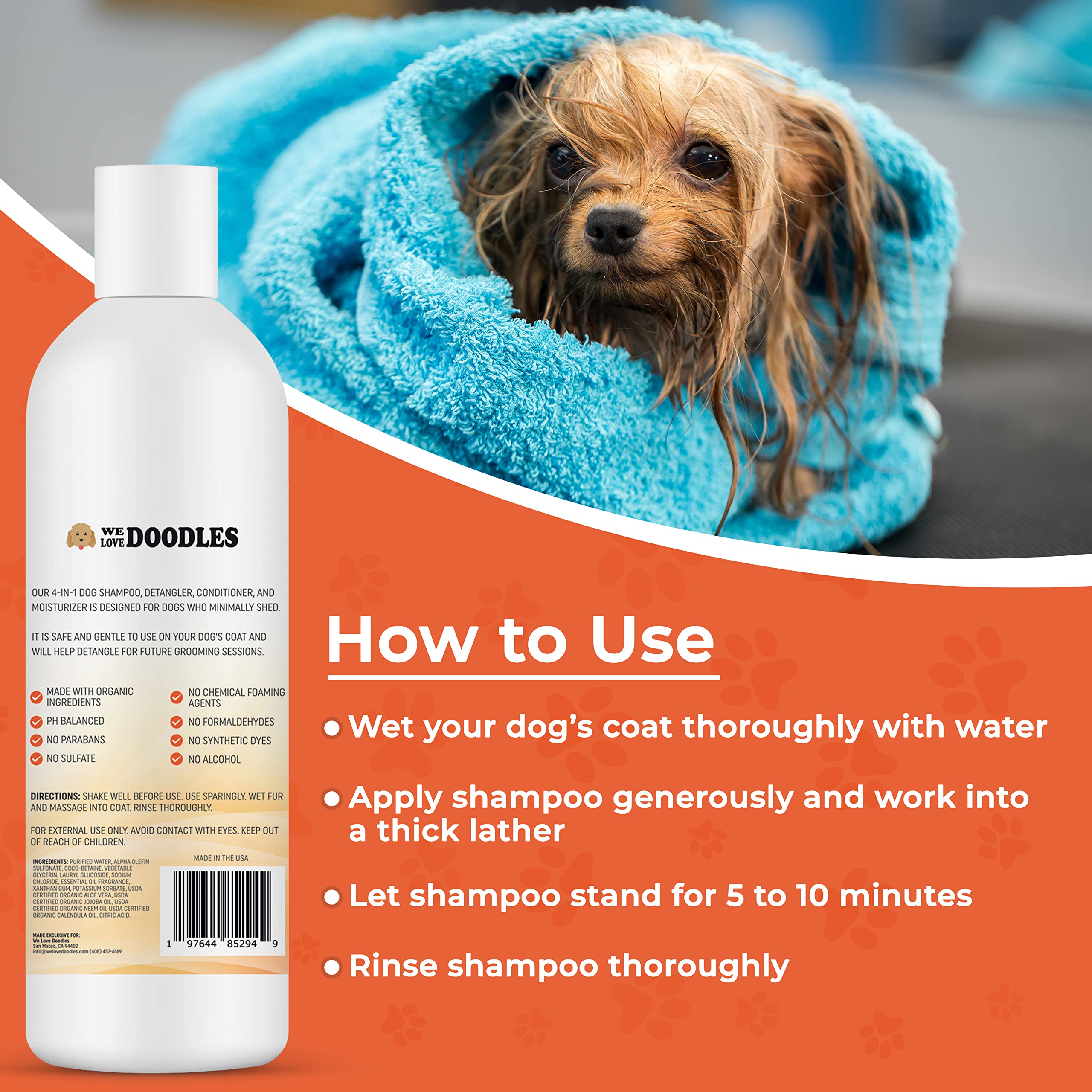 Dog Shampoo and Conditioner & Detangler - Best Goldendoodles, Poodles & Doodle Shampoo for Smelly Dogs - Sensitive Skin Puppy Sh