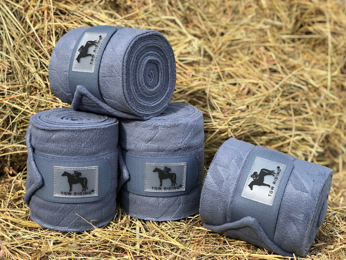 Tgw Riding Polo Leg Wraps, Equine Fleece Polo Wraps (Set Of 4) - Horse Leg Bandages (Smoke Blue)