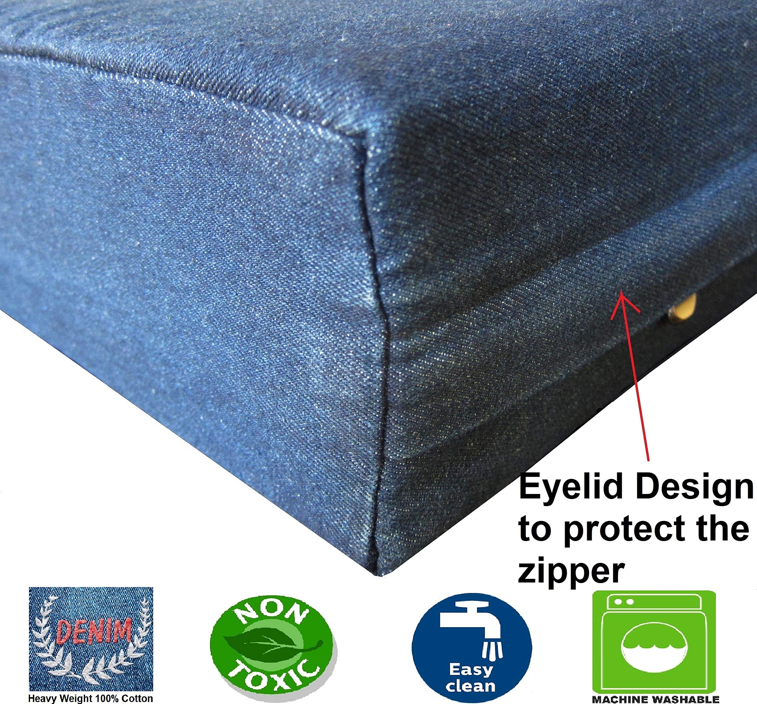 Dogbed4less Extra Large Memory Foam Dog Bed, Orthopedic Ultra Plush Mattress, Thick Waterproof Lining and Durable Blue Denim Cov