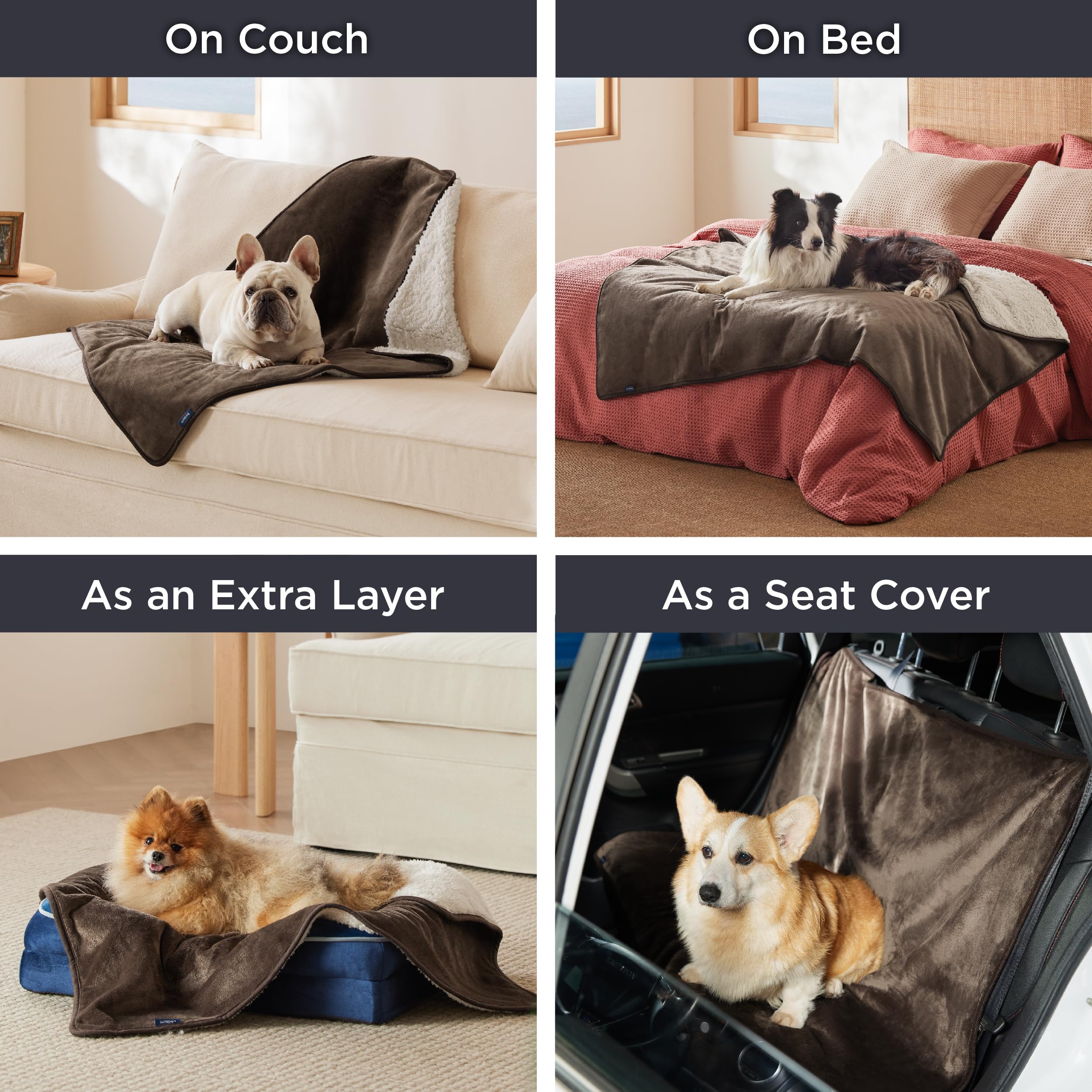 Bedsure Waterproof Dog Blankets For Medium Dogs - Medium Cat Blanket Washable For Couch Protection, Sherpa Fleece Puppy Blanket, Soft Plush Reversible Throw Furniture Protector, 30'X40', Coffee Brown