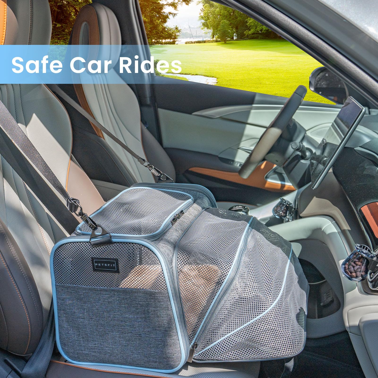 Petsfit Expandable Cat Carrier For 2 Cats Small Dog Carriers, Soft-Sided Portable Washable Pet Travel Carrier With Two Extension