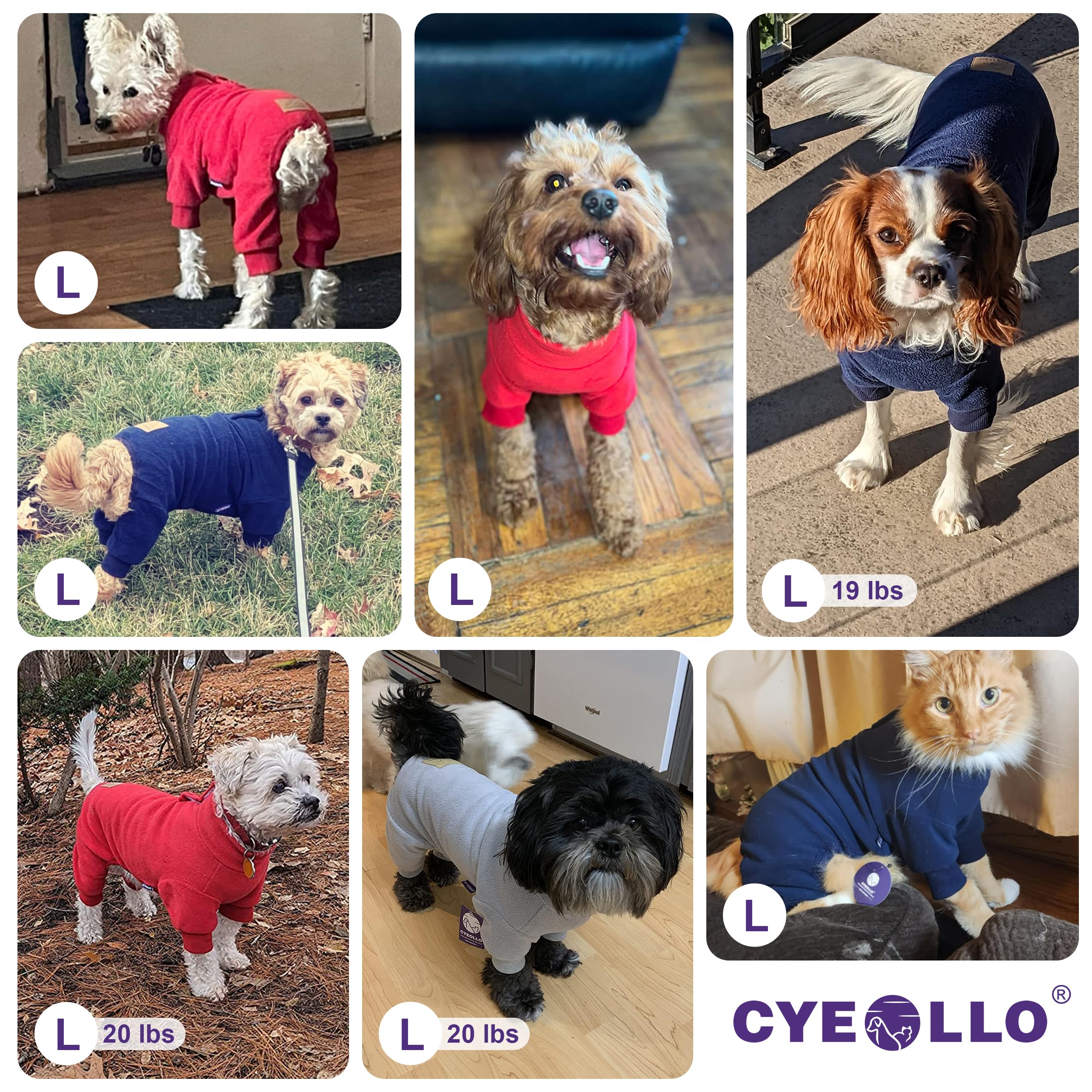 Cyeollo Dog Pajamas Warm Dog Coat Stretchy Fleece Jumpsuits Dog Clothes Doggie Pjs Winter Turtleneck Thermal Outfits For Small S