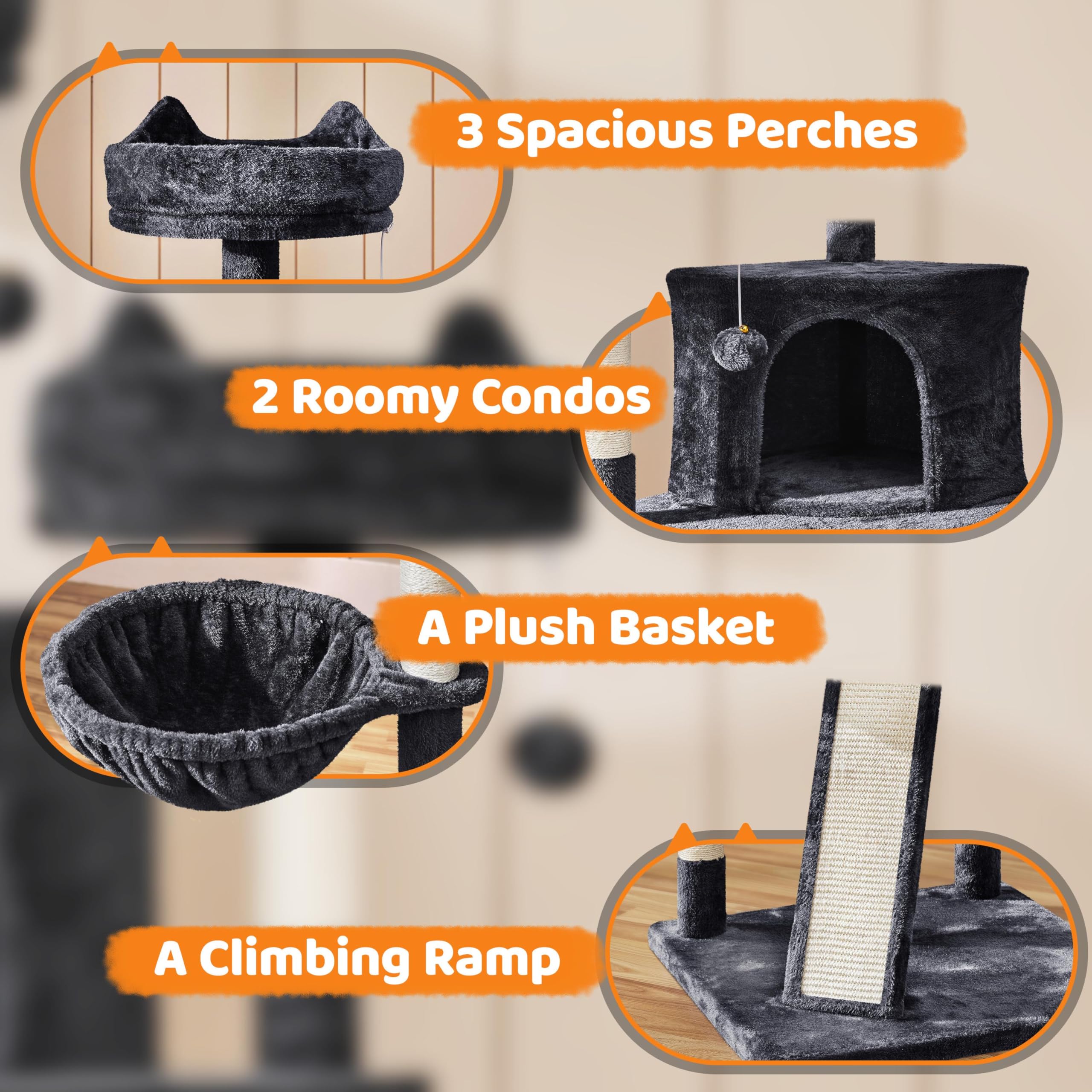 Topeakmart Cat Tree Tower, Multi-Level Cat Condo Activity Center With Platforms Scratching Posts As Kitten Activity Center