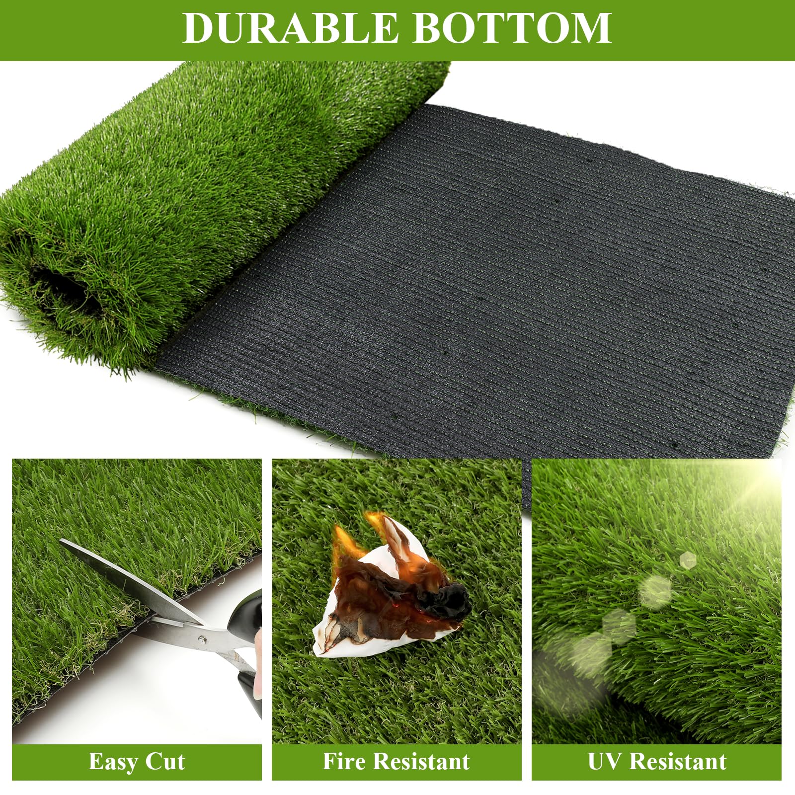 Hebe Artificial Grass Pad For Dog Potty Training, Reusable Grass Mat Turf Mat With Drainage Holes For Indoor Outdoor Use, 32''X4