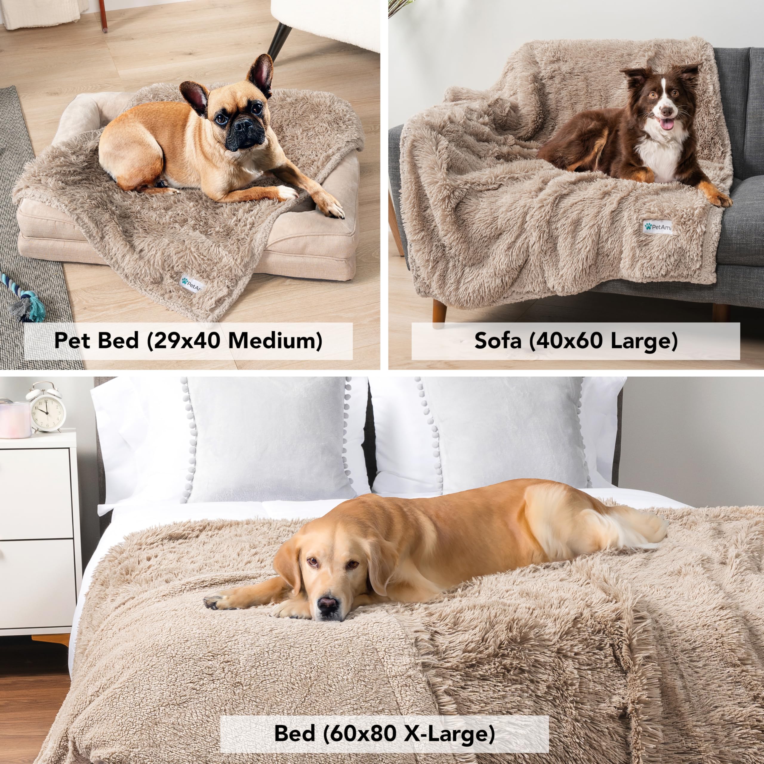 PetAmi Waterproof Dog Blanket for Large Dog, Calming Pet Blanket Bed Couch Cover Protector, Washable Sherpa Faux Fur Throw for S
