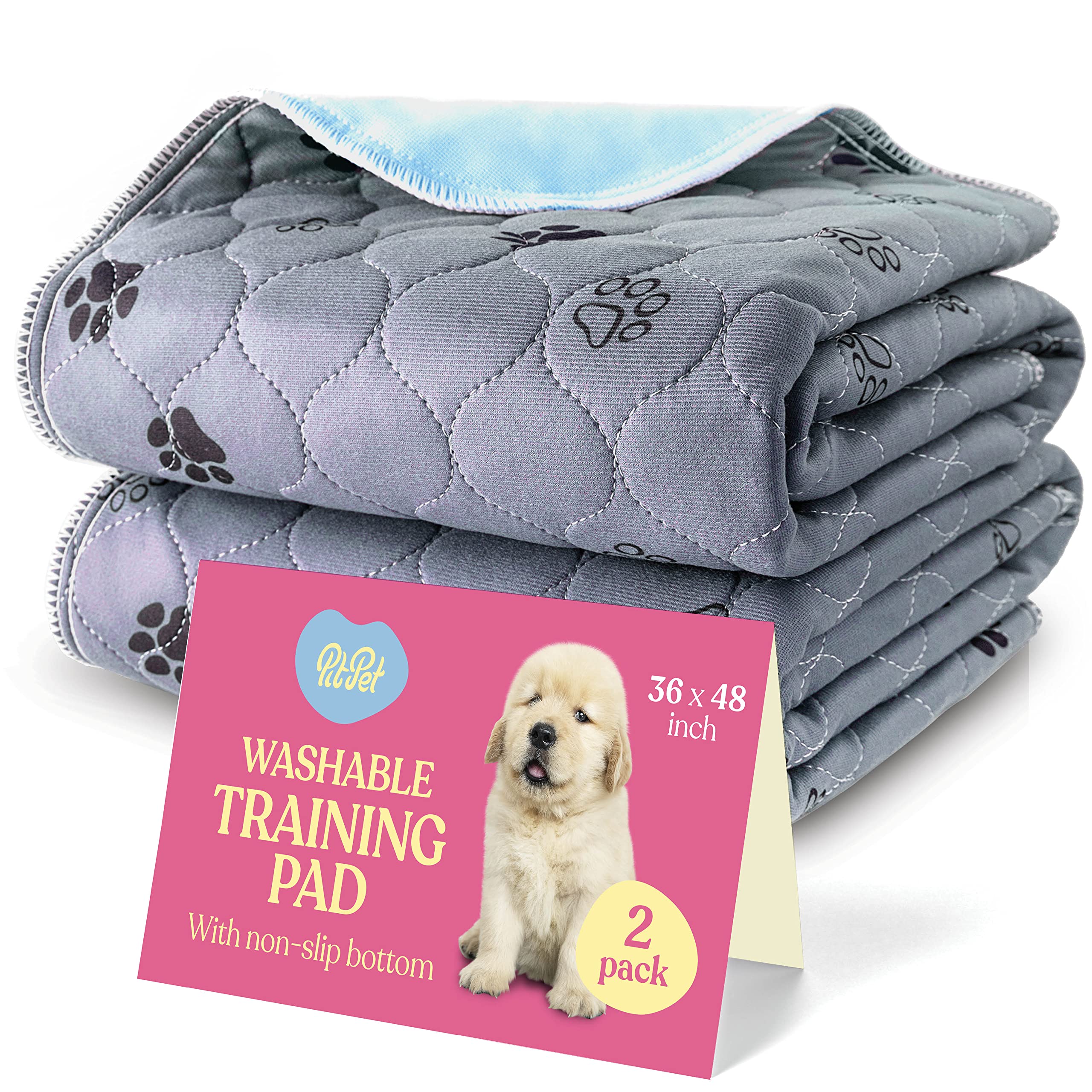 Super Absorbent Washable Pee Pads For Dogs - 2-Pack Superior Reusable Puppy Pads Pet Training Pads -100% Waterproof Dog Pee Pad Protects Against Urine Leakage Non-Slip Grip Prevents Slipping& Bunching