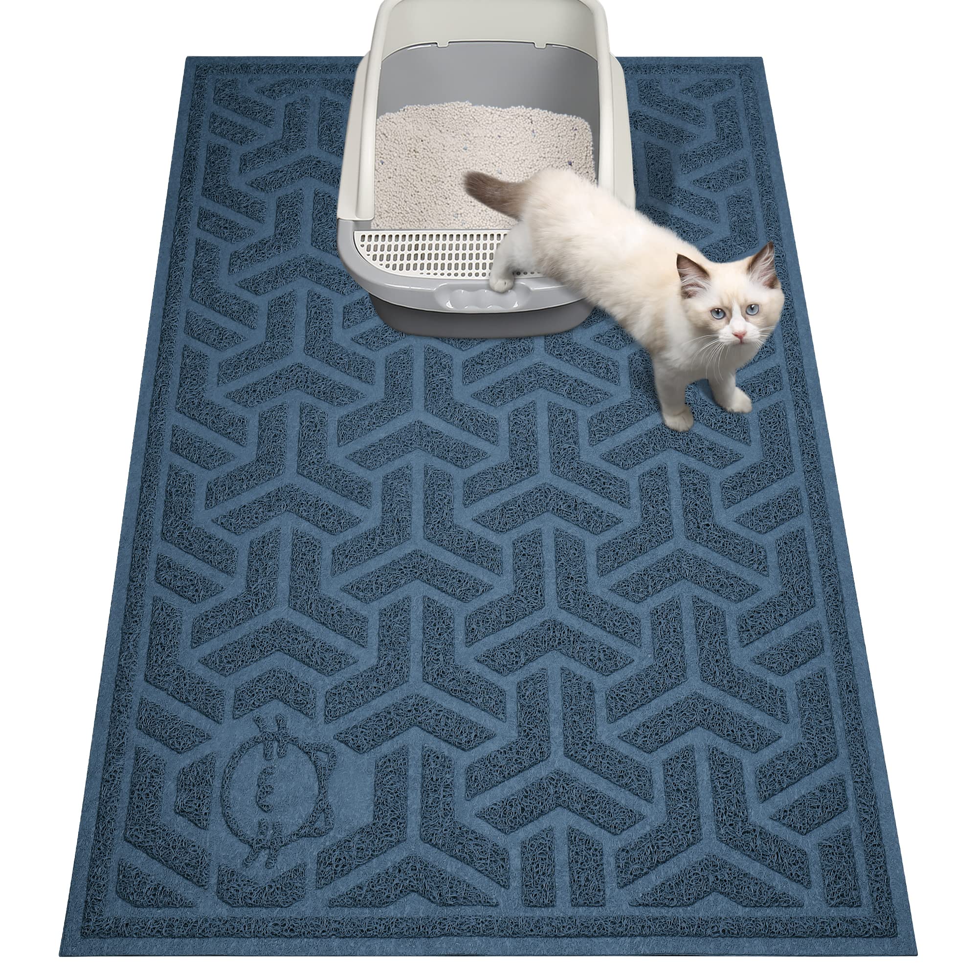 Upsky Cat Litter Mat, Litter Trapping Mat Soft On Kitty Paws, Durable Large Litter Box Mat 35'' X 24'' Scatter Control For Cat L