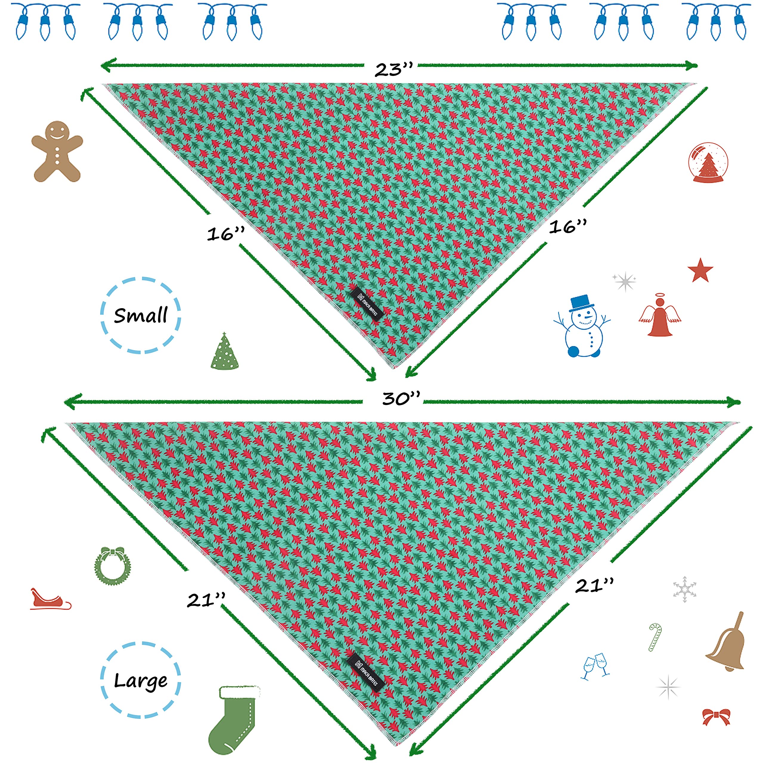 Maca Bates Christmas Dog Collar With Bow Tie & Flower Tie, Dog Bandana For Small Medium Large Dogs,Elk Christmas Tree Winter Dog