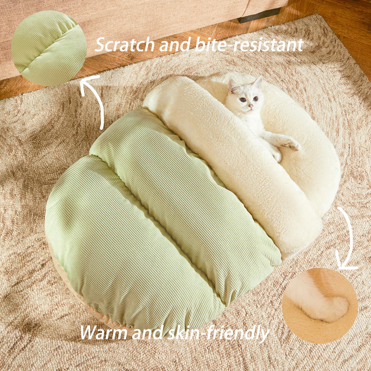Cat Bed - Cat Cave Bed for Indoor Cats and Small Dogs, Cute Slipper Cat Cave Bed Cat House, Cozy & Soft Plush, Anti-Slip &Durabl