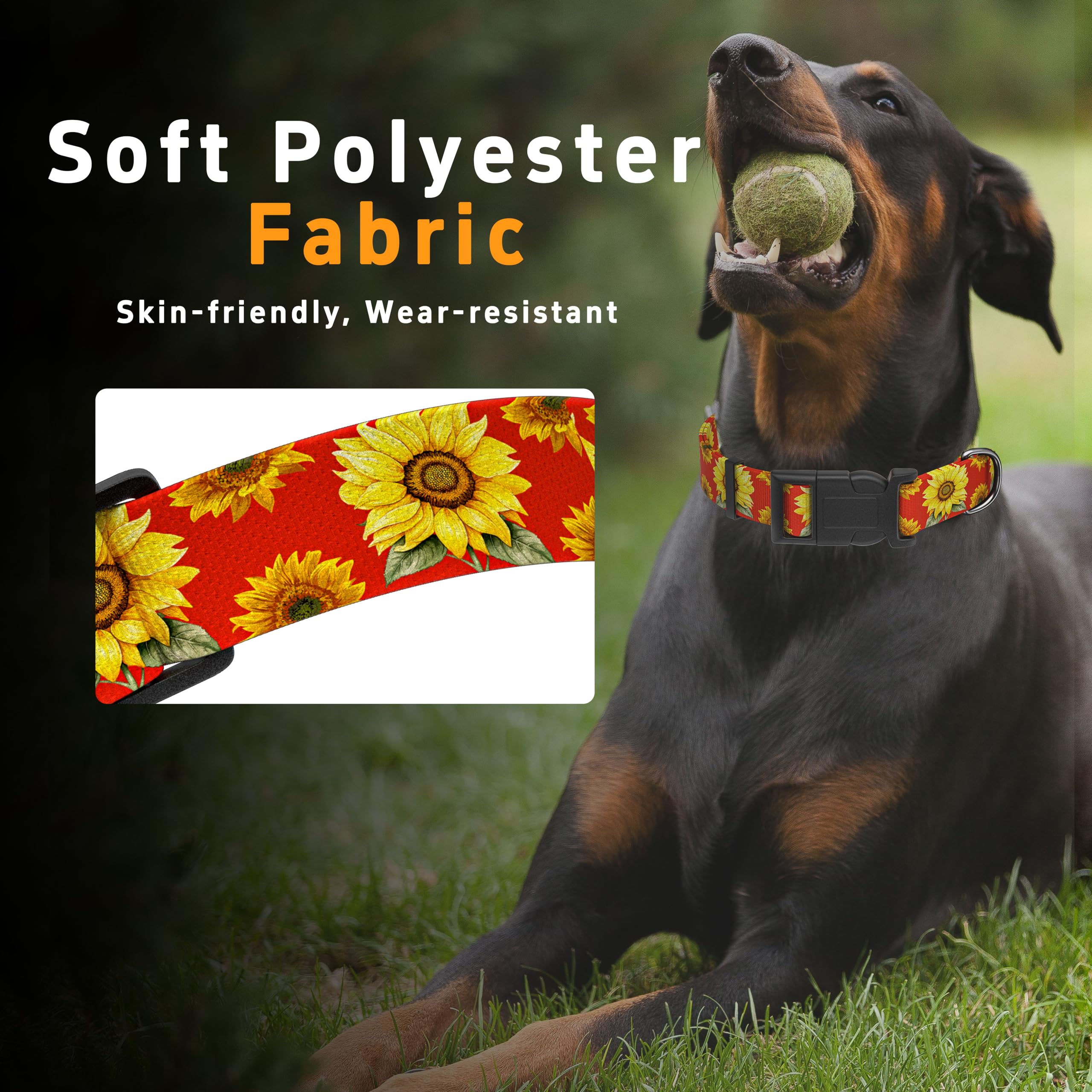 Seyezo Dog Collar, Floral Boys Girls Collar, Adjustable Soft Collar With Safety Buckle For Small Medium Large Dogs (Red, Xs)