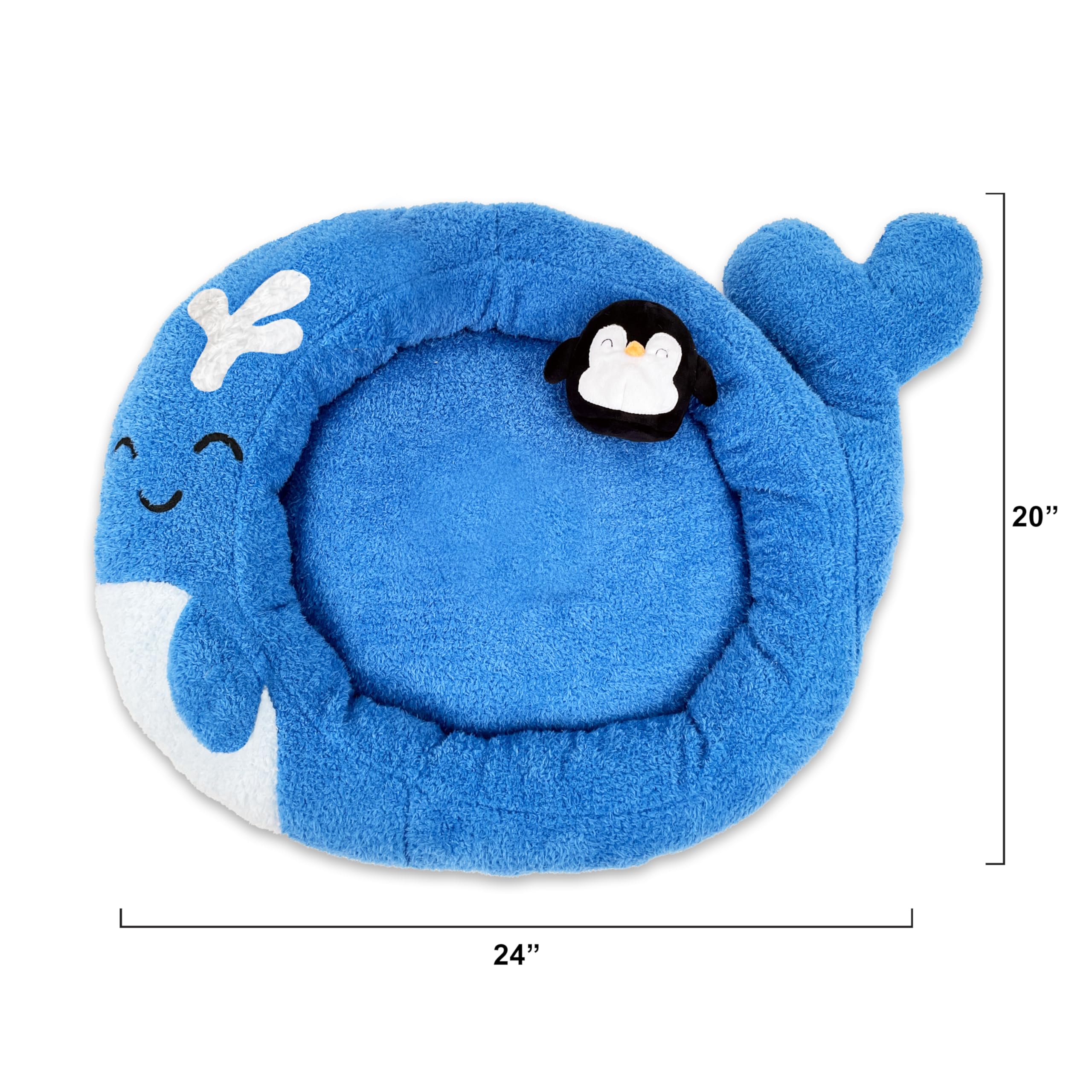 Tonbo Soft Plush Small Cute And Cozy Nature Dog Cat Bed, Washer And Dryer Friendly (Whale)