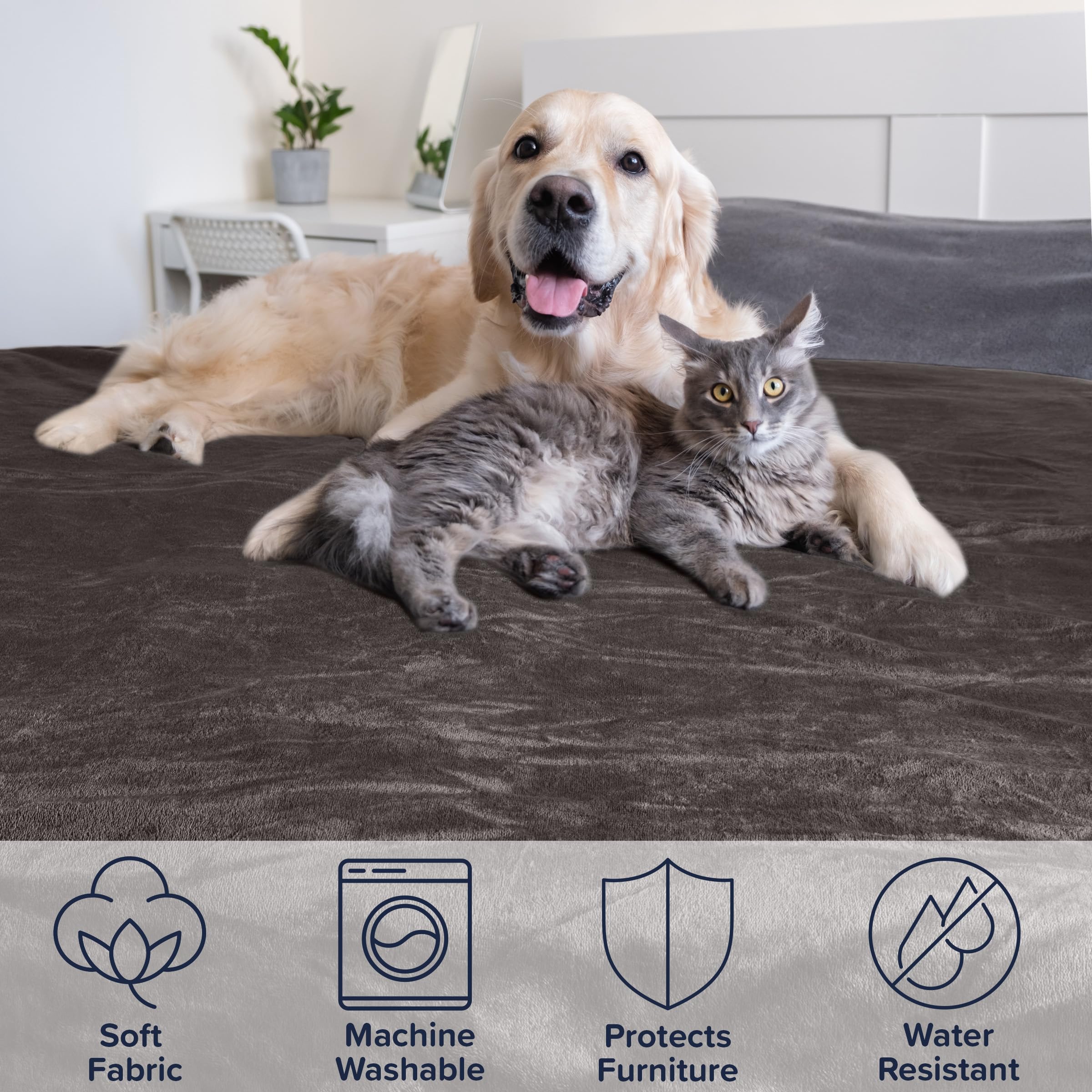 PETMAKER Dog Blanket - 60x80in Reversible Sherpa Blanket - Throw Blankets for Bed, Couch, or Car - Machine Washable Puppy Essent