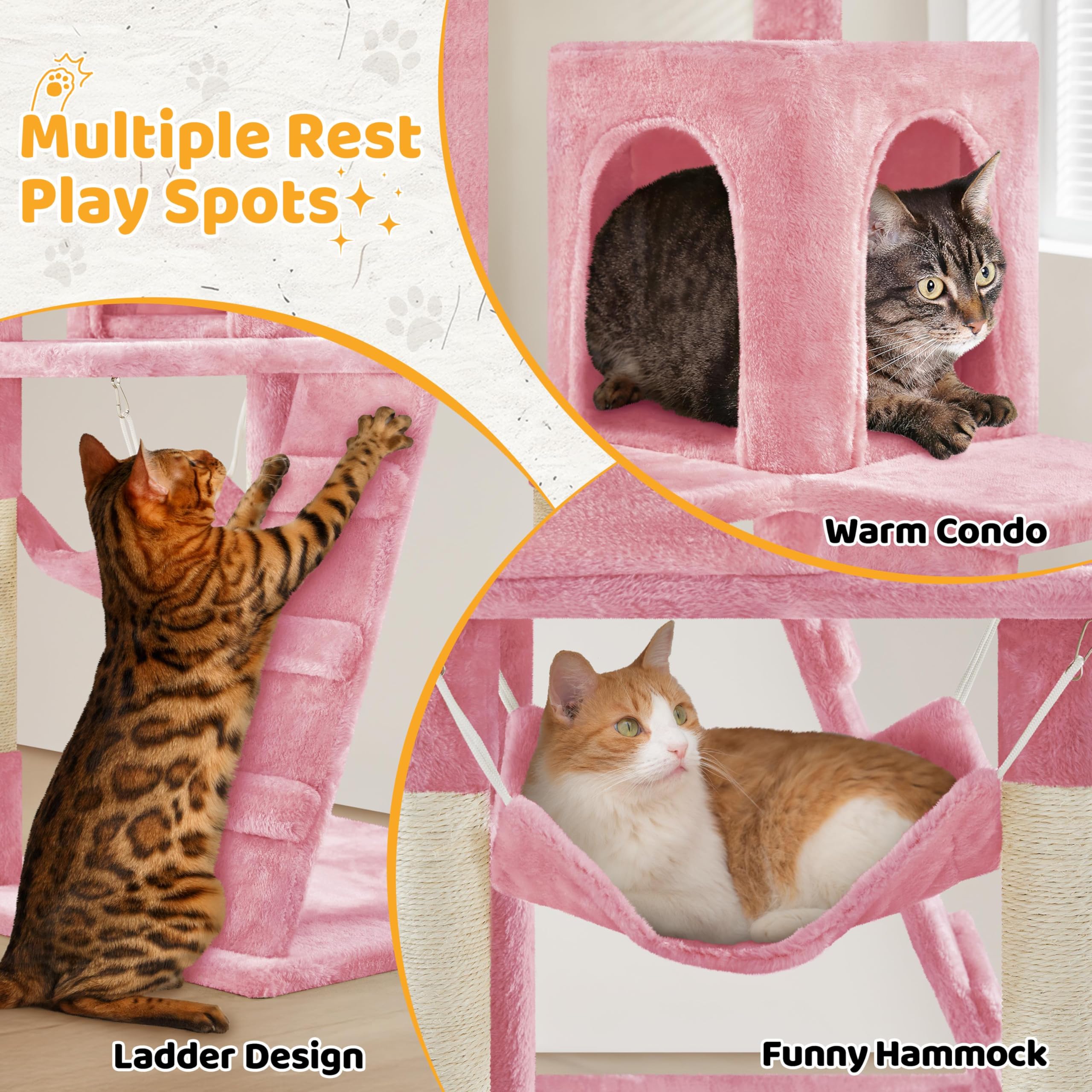Yaheetech 54in Cat Tree, Multi-Level Cat Tower with Scratching Posts, Spacious Condo and Hammock, Ideal Activity Center for Indo