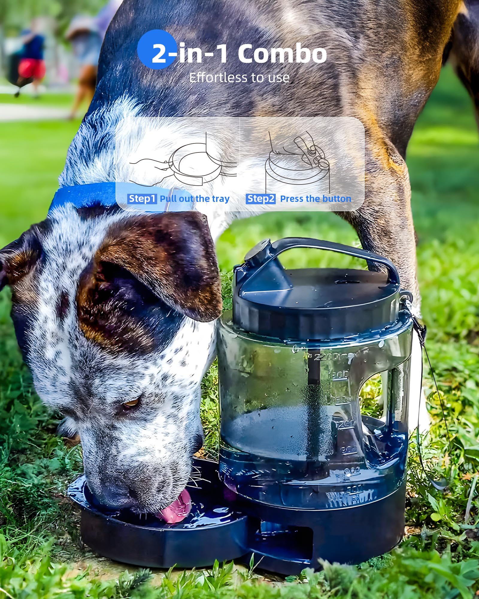 lesotc Dog Travel Water Bottle Portable with Pull-Out Drinking Bowl, 77oz Large Travel Water Bowl Dispenser for Dogs Camping Ess