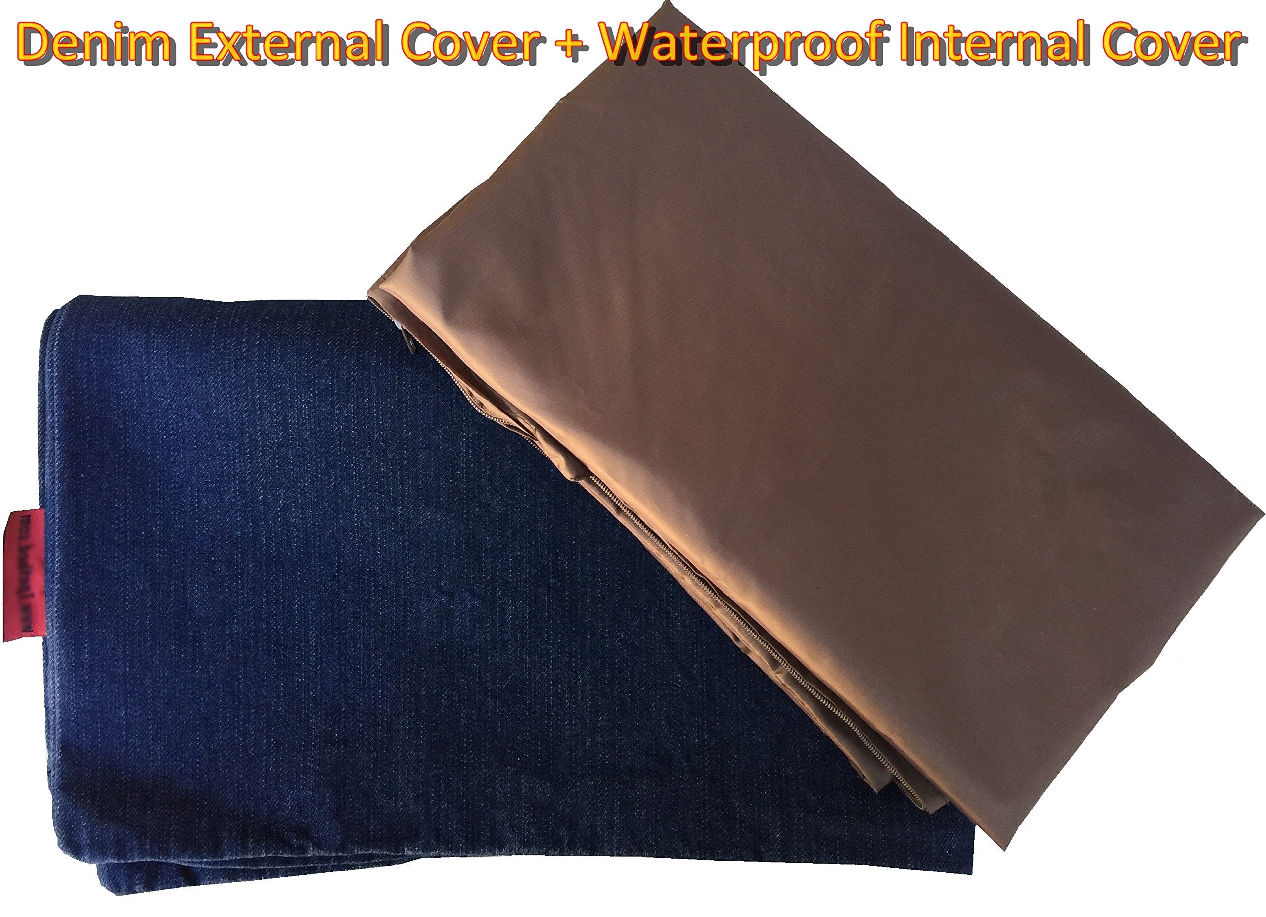 Dogbed4Less Do It Yourself Diy Pet Bed Pillow Duvet Denim Cover With Waterproof Internal Case For Dog Or Cat, Large 48'X29' Blue Color - Covers Only