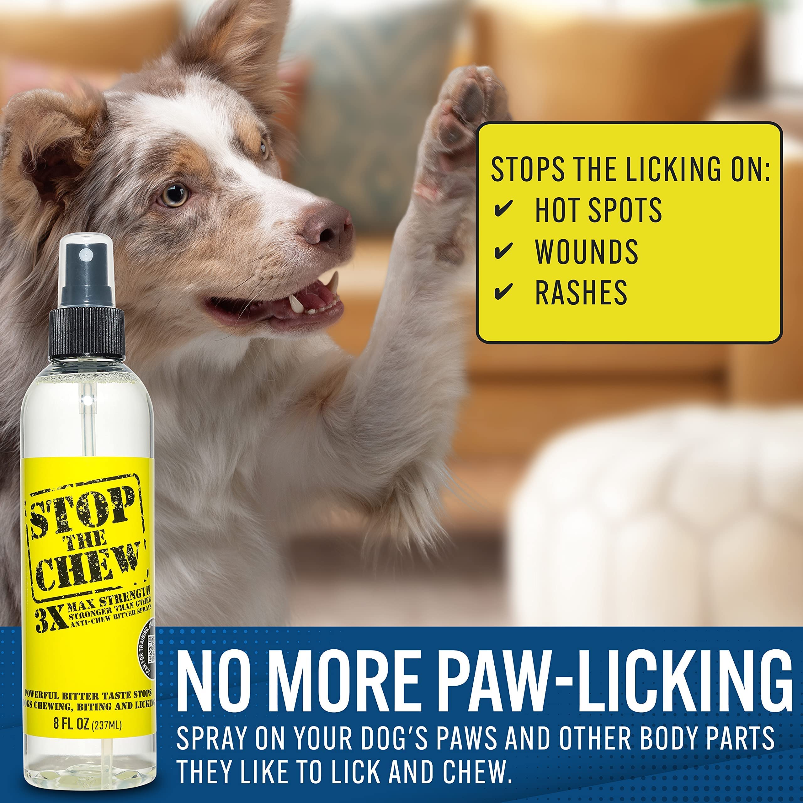 EBPP Stop The Chew 3X Strength Anti Chew Spray for Dogs - No Chew Spray for Puppies - Alcohol Free Dog Deterrent Spray - Bitter
