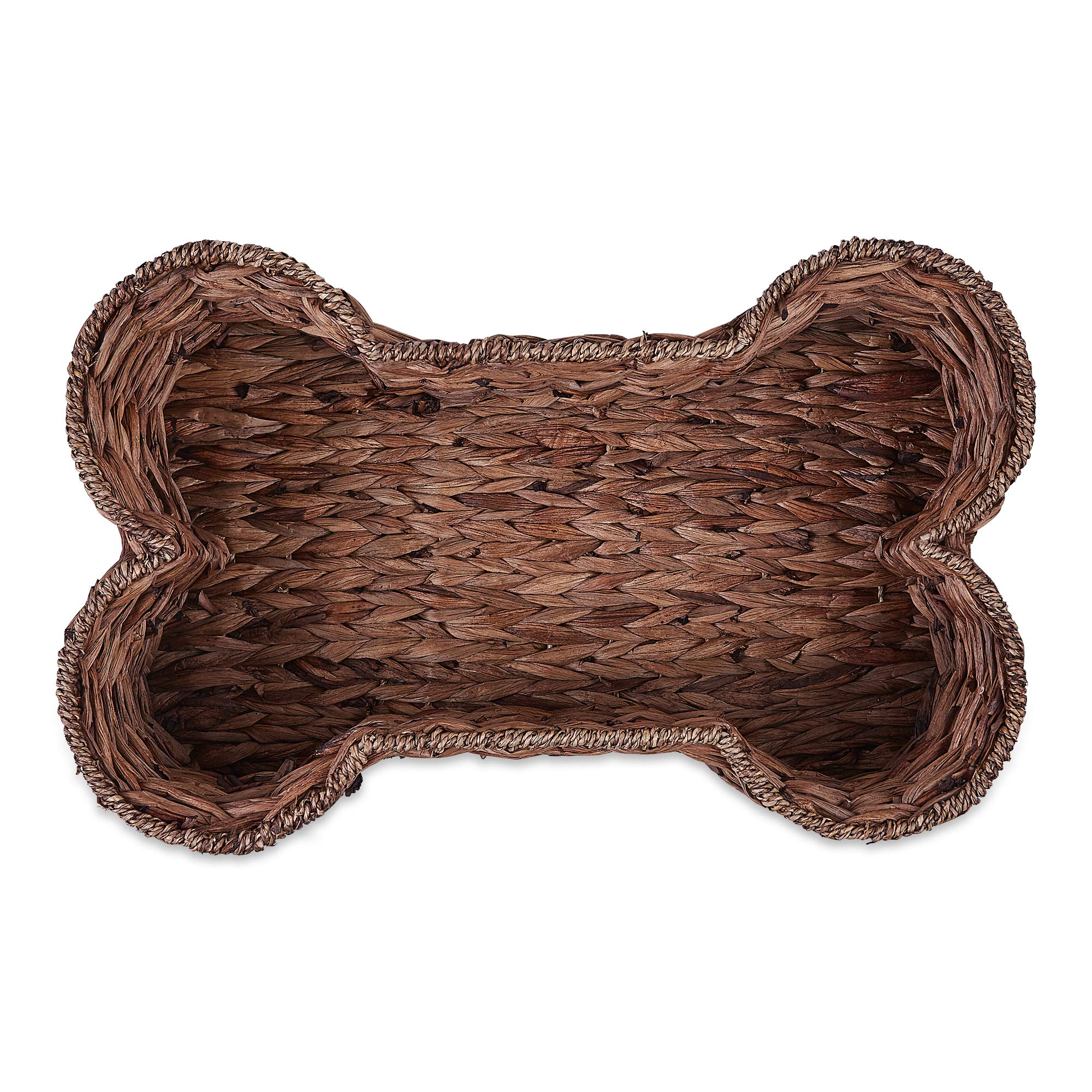 Bone Dry Pet Storage Collection Bone Shape Hyacinth Toy Basket, Dark Brown, Large