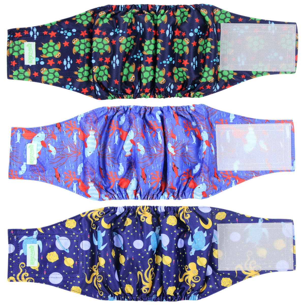 Wegreeco Washable Male Dog Belly Band (Stylish Pattern)- Pack Of 3 - Washable Male Dog Belly Wrap, Dog Diapers Male (Turtle, L)