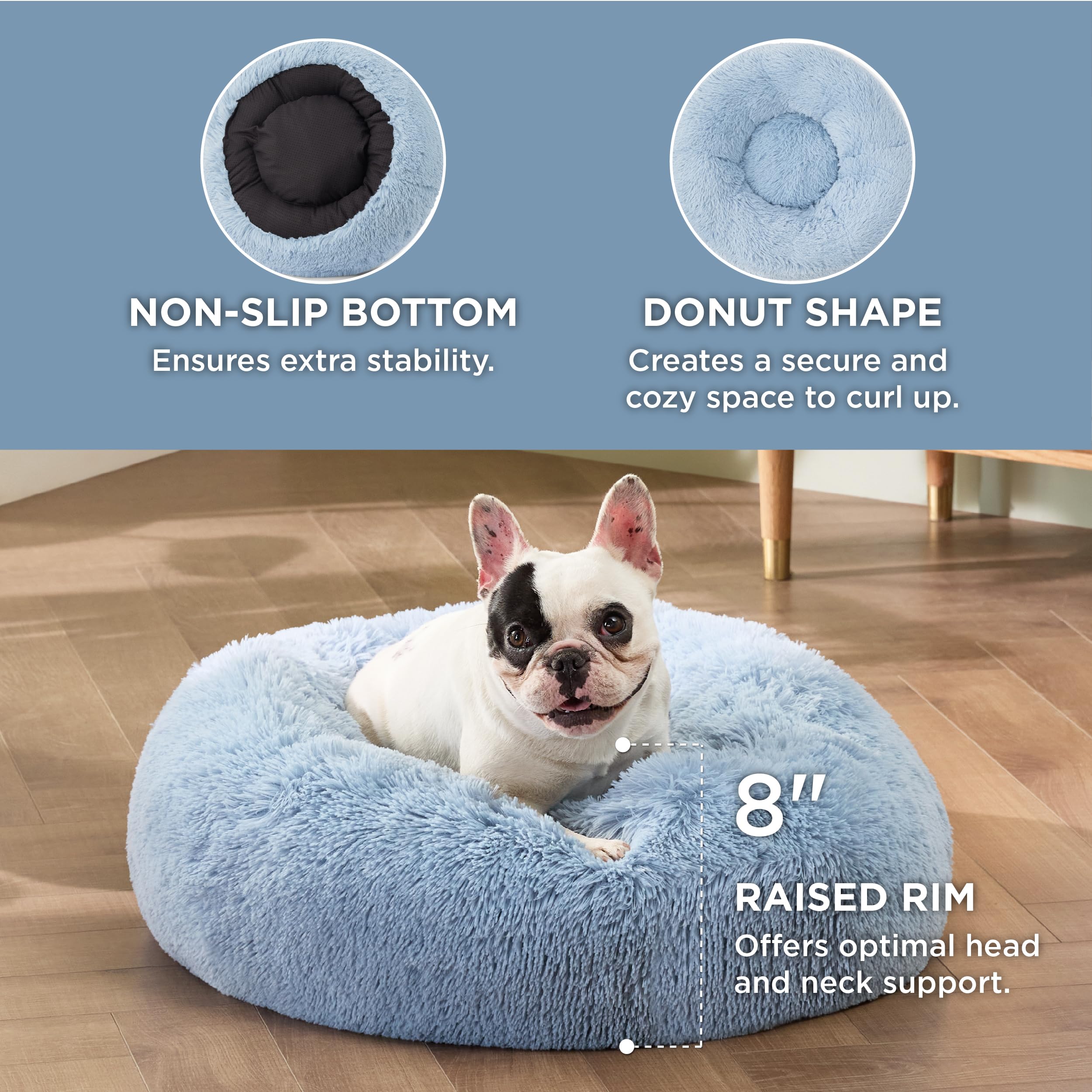 Bedsure Calming Dog Bed For Small Dogs - Donut Washable Small Pet Bed, Round Anti-Slip Fluffy Plush Faux Fur Large Cat Bed, Fits