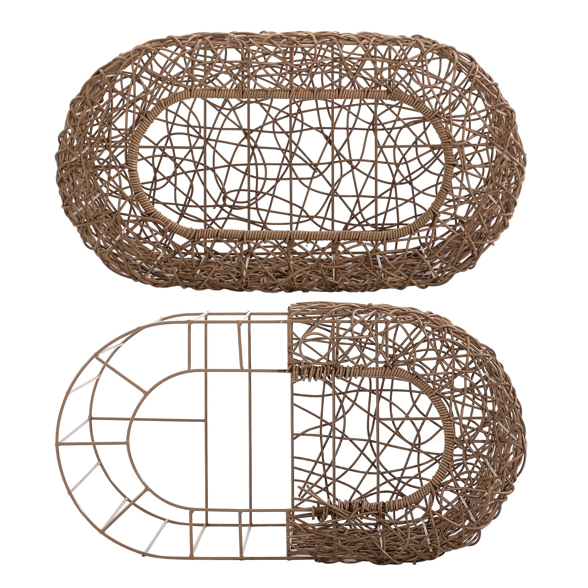 Fun Stackable Cat Condo For Indoor Cats - Interactive Play Faux Rattan Cat House For Indoor Cats Kitty, Pet Friendly Top/Side Ho