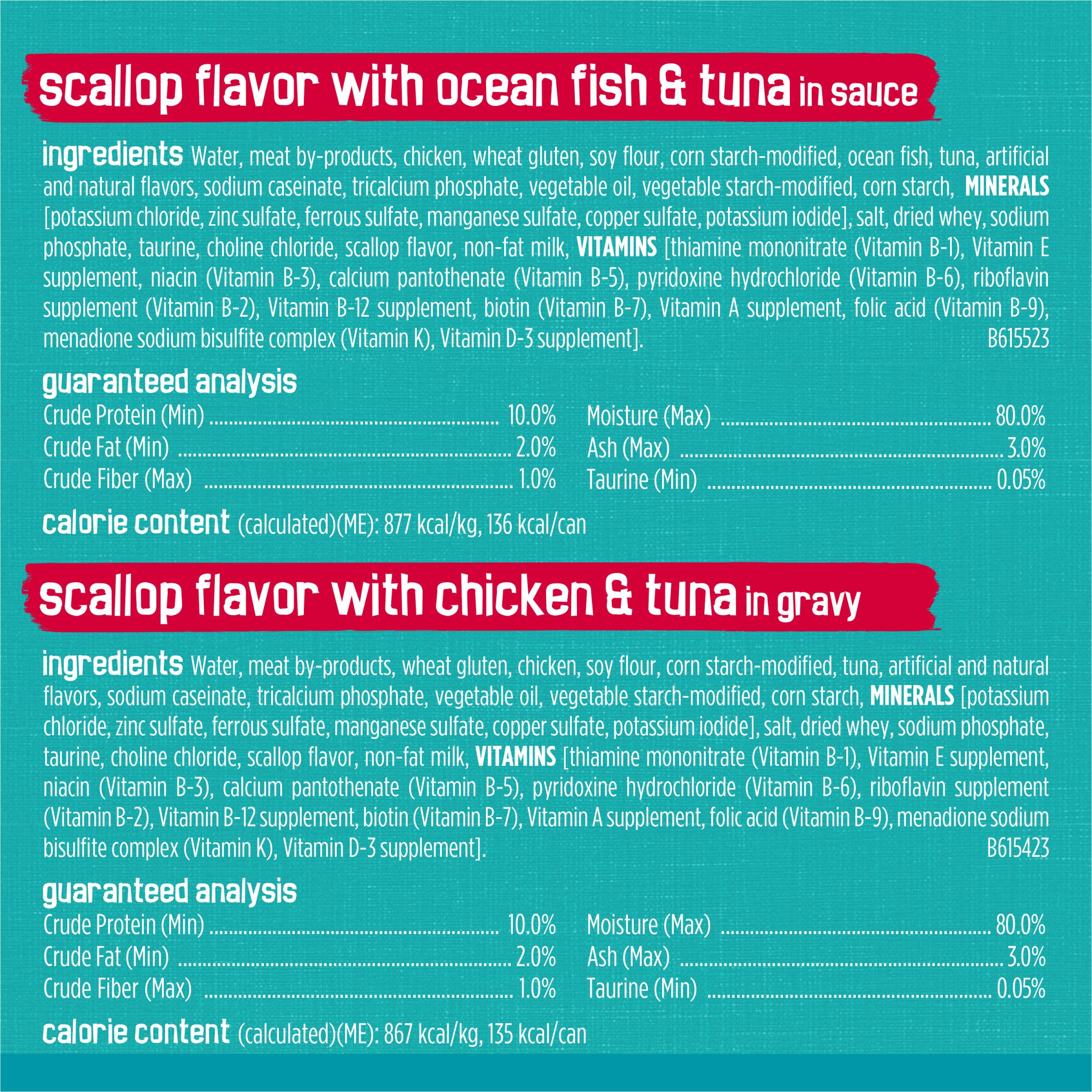 Purina Friskies Wet Cat Food Variety Pack, Tasty Treasures Prime Filets (With Chicken and Tuna, With Chicken, and With Ocean Fis