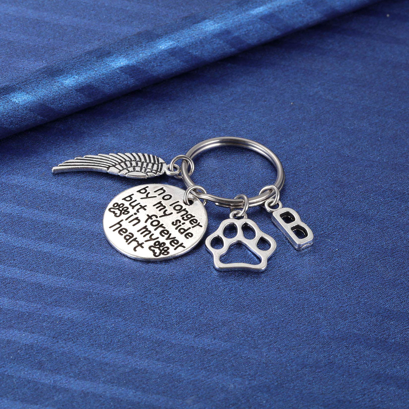 Dog And Cat Memorial Keychain Initial B Paw Prints Sympathy Keyring For Pet Loss Remembrance Gift For A Grieving Pet Owner Little Keepsake For Doggy Puppy Kitty