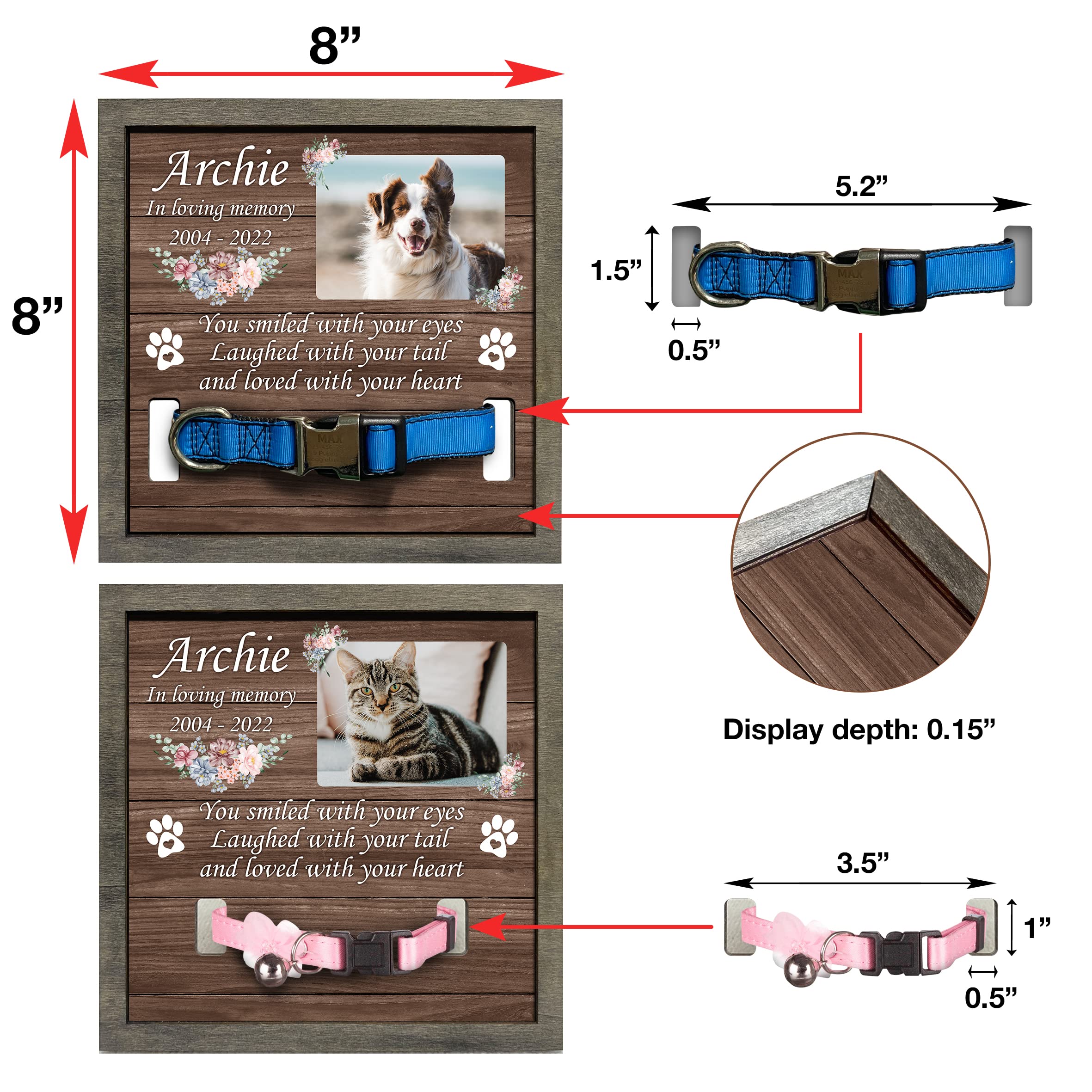 Bfigift Personalized Dog Collars Pet Loss Gifts Dogs Grieving Picture Frame Pet Remembrance Heartfelt Sentimental Quote Memorial
