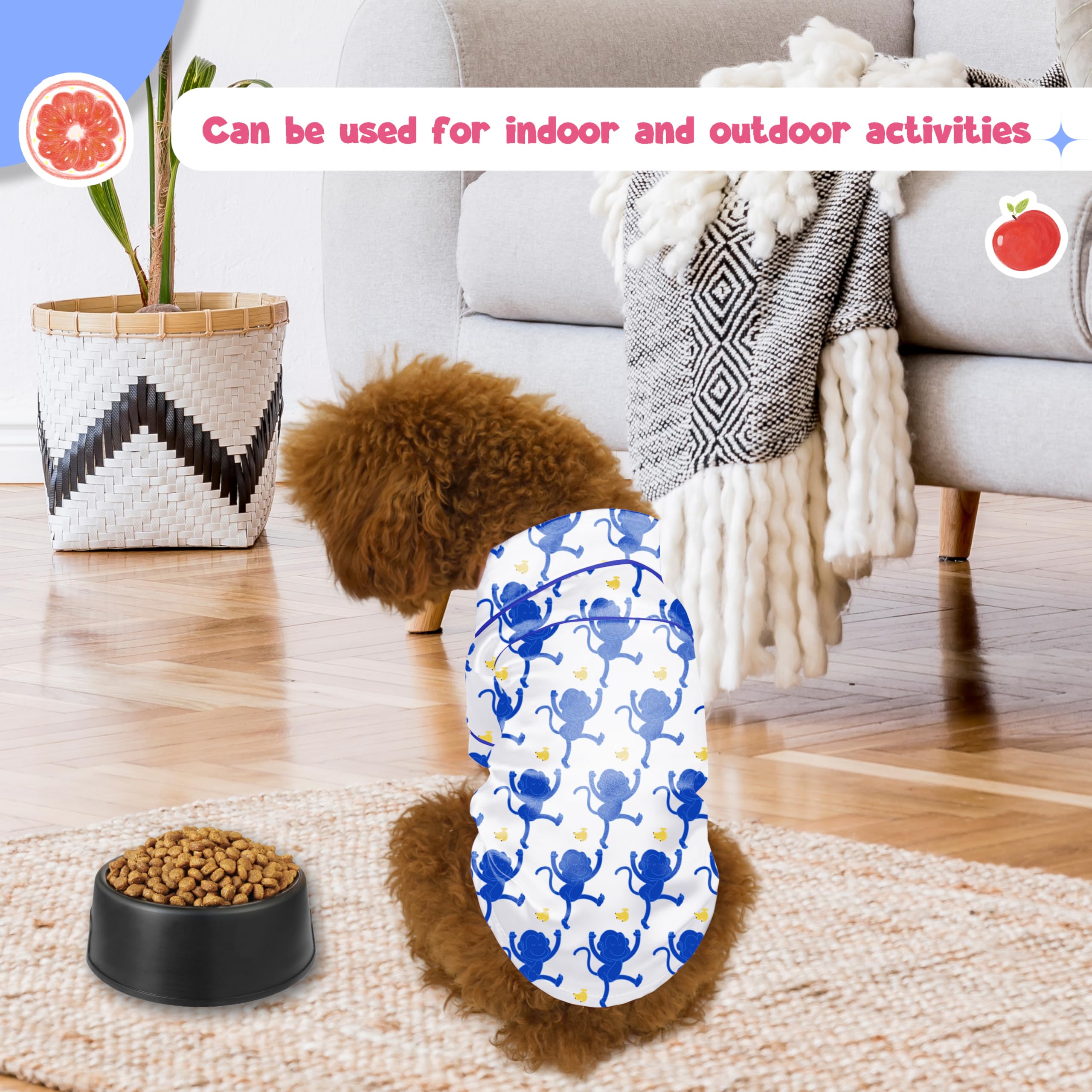 Dog Silk Pajamas Dog Shirts For Small Dogs Satin Pjs Two-Legged Puppy Clothes Lapel Sleepwear Cat Outfit (Blue Monkey, M)