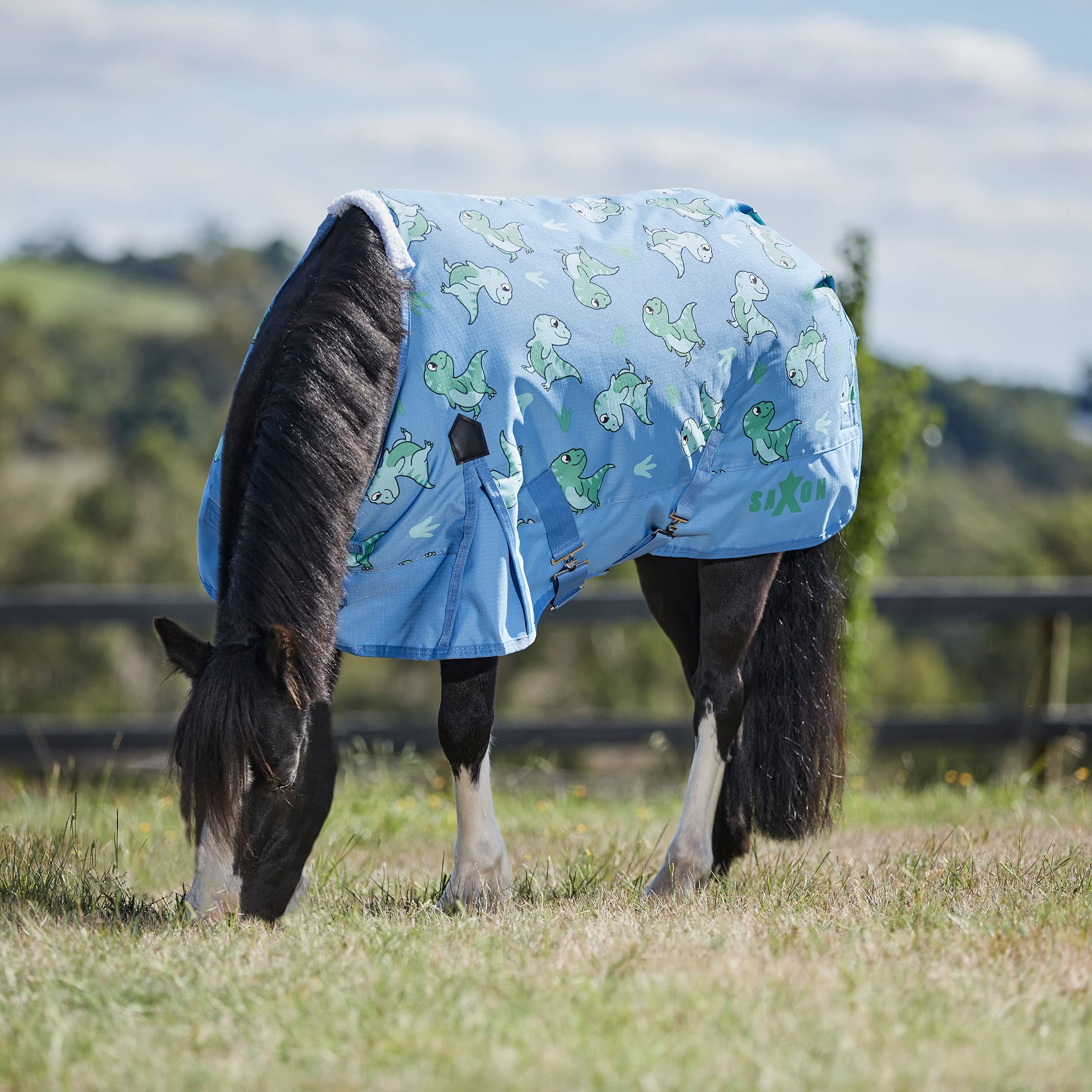 Saxon 600D Pony Standard Neck Lite Horse Blanket, Dinosaur Print, 48'