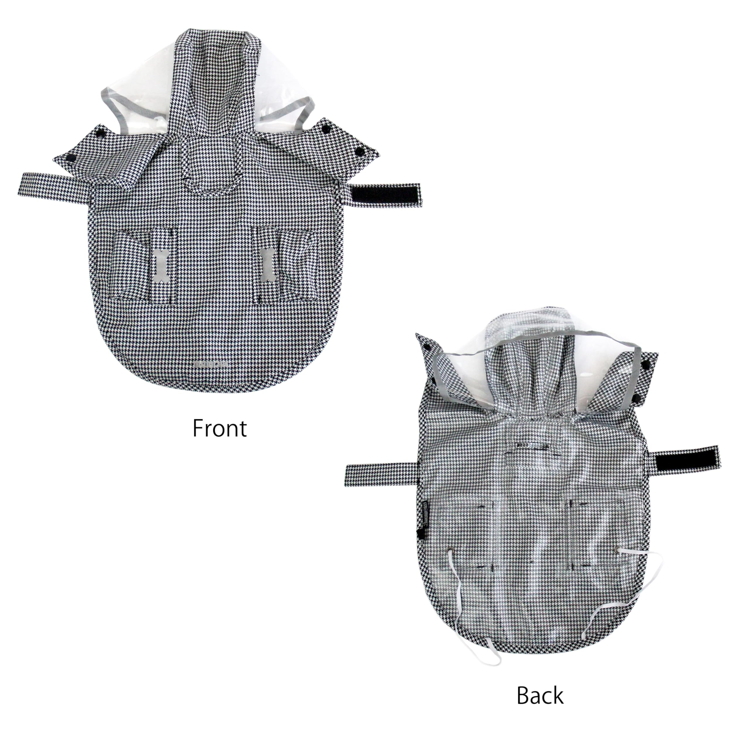 Waterproof Dog Raincoat, Adjustable Reflective Lightweight Pet Rain Clothes With Poncho Hood(X-Small,Black&White)