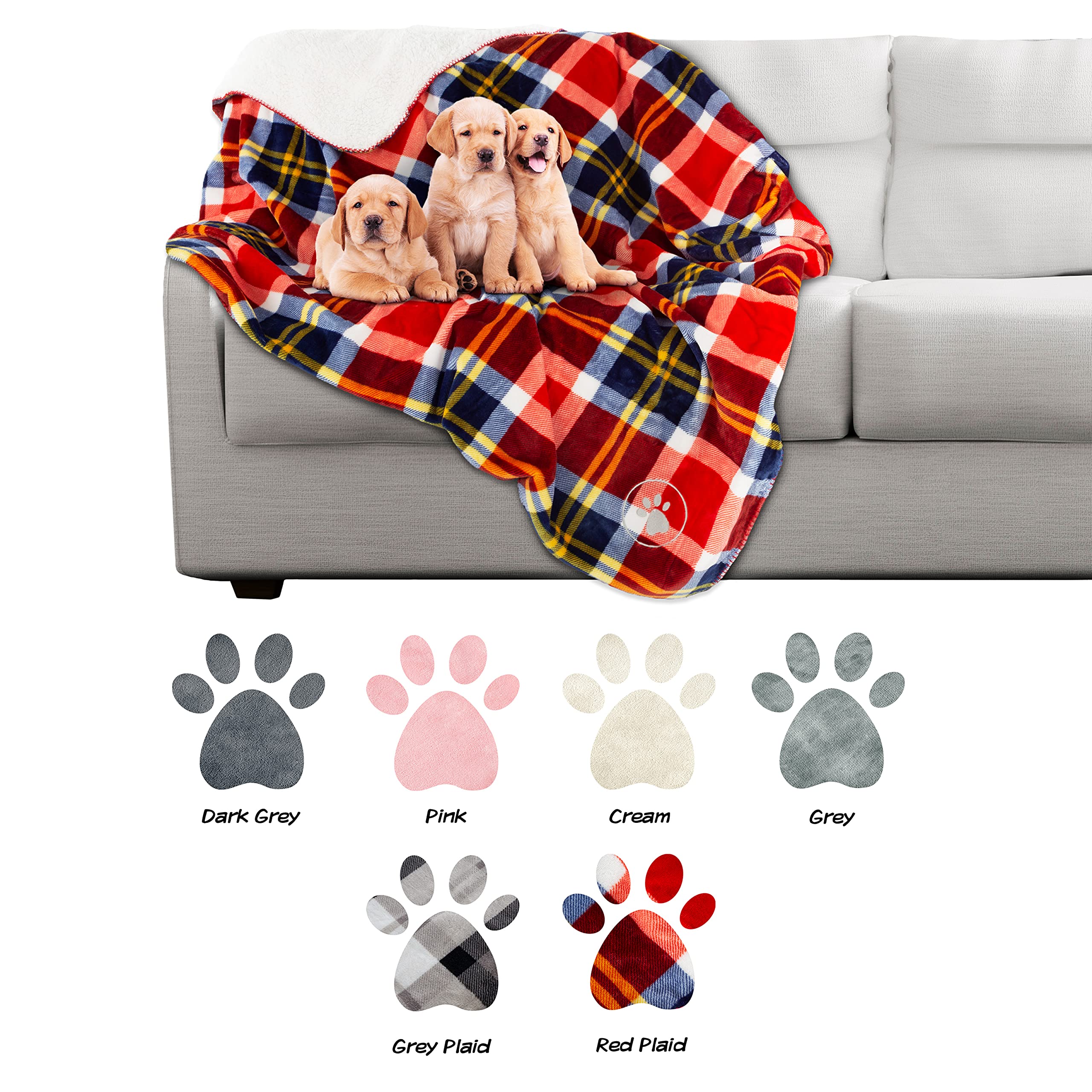 Petmaker Waterproof Pet Blanket - 50X60 Reversible Plaid Throw Protects Couch, Car, Bed From Spills, Stains, Or Fur - Dog And Cat Blankets (Red)
