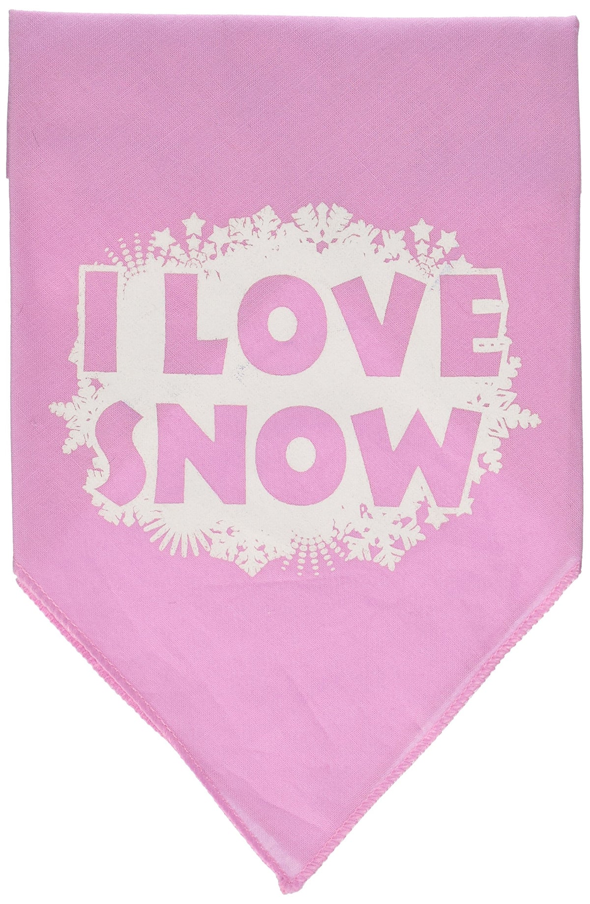 Christmas Pet and Dog Bandana Screen Printed, &quot;I Love Snow&quot; Light Pink Small