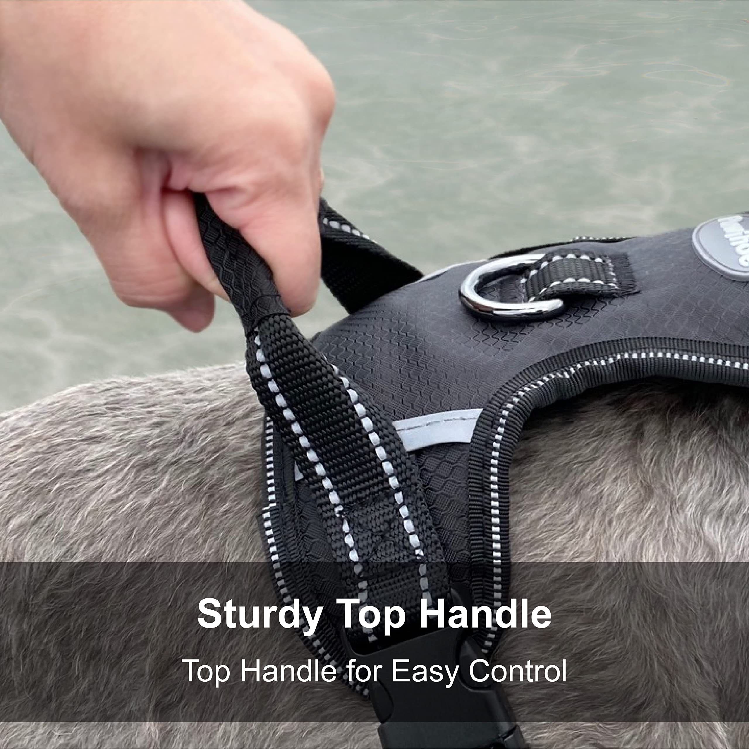 Puwihoe No Pull Dog Harness, Reflective Walking Dog Harness With Easy Control Handle And Front & Back Clips,Adjustable Breathabl