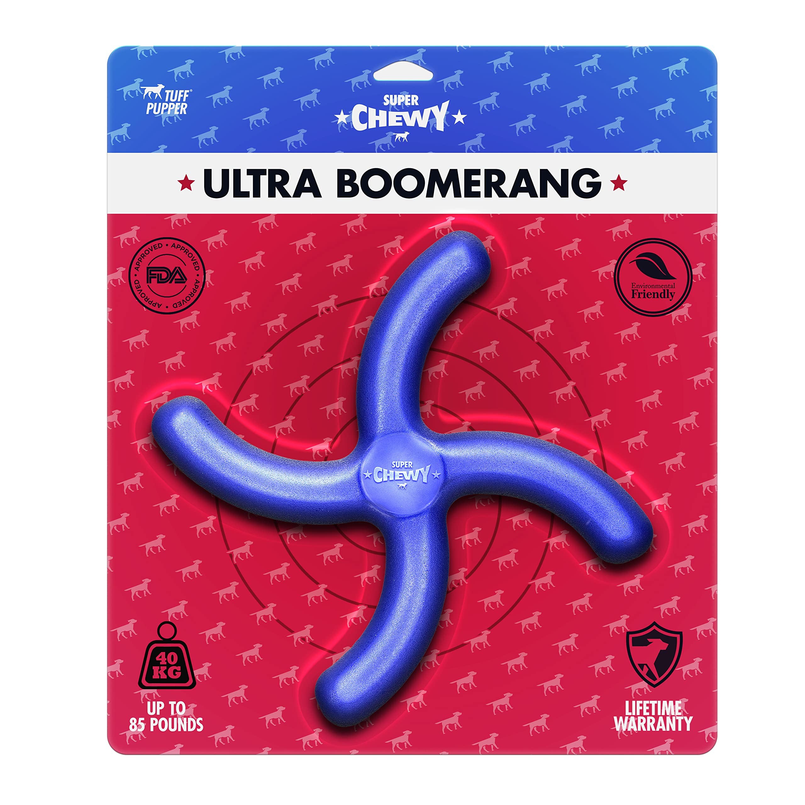 Tuff Pupper Superchewy Tough Boomerang Toy Strong Natural Rubber | Great Dog Fetch Toy | Toy For Dogs | Ultra Durable Chew Toy F