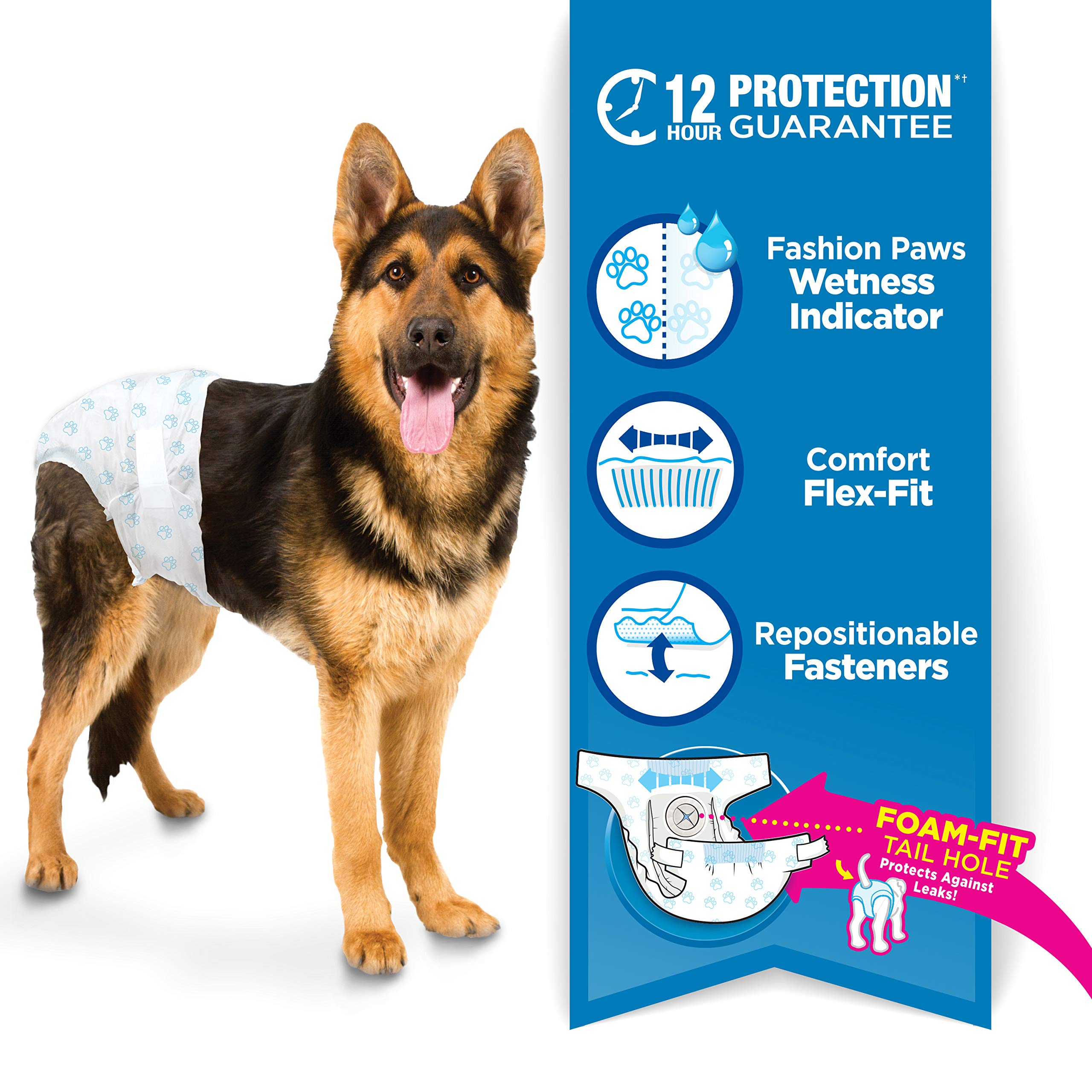 Four Paws Wee-Wee Super Absorbent Disposable Dog Diapers, Large (12 Count)
