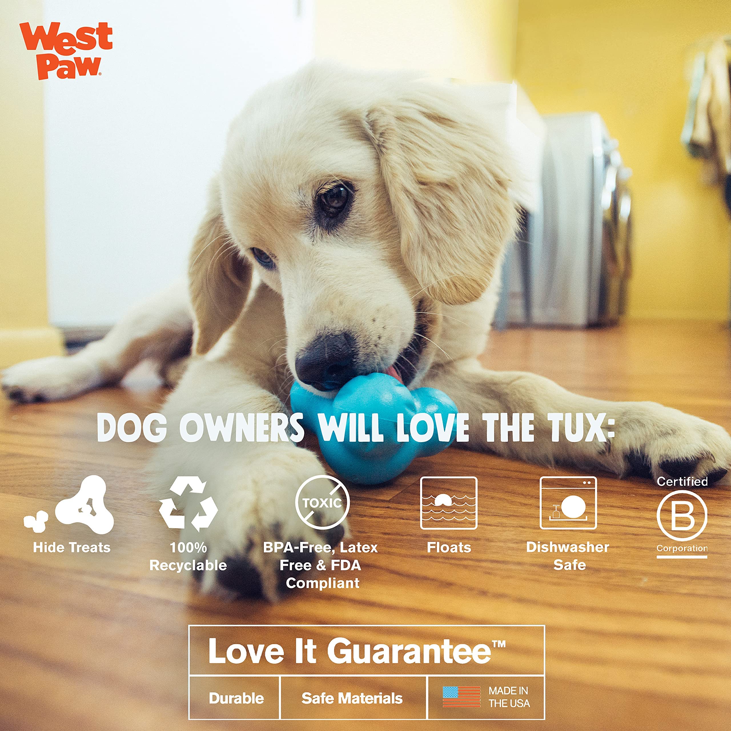 West Paw Zogoflex Tux Treat Dispensing Dog Chew Toy - Interactive Chew Toy for Dogs - Dog Enrichment Toy - Dog Games for Aggress