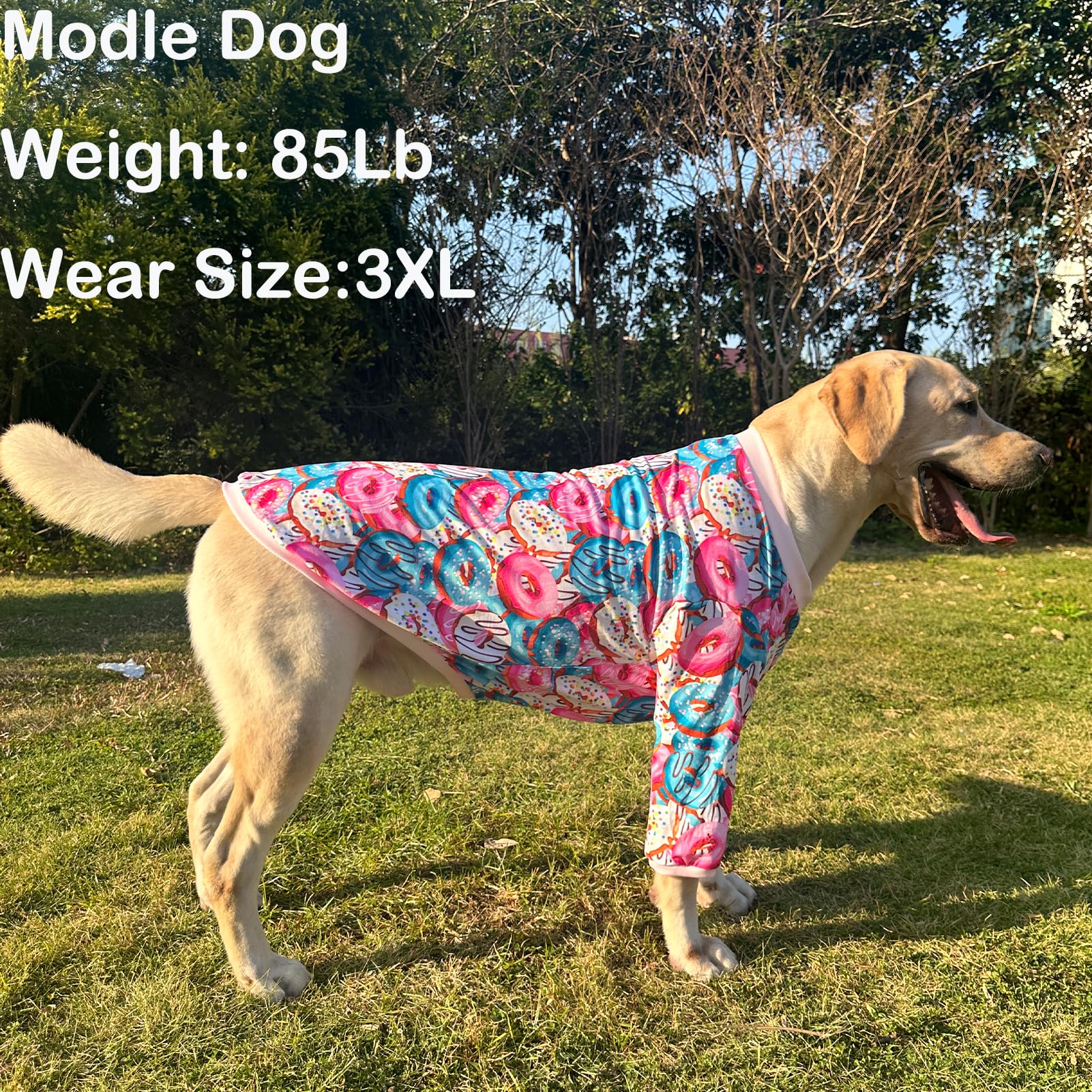 PriPre Dog Colorful T Shirts Doughnut Pattern Printed Pet Shirt Softable Pajamas for Small Dogs (L,Doughnut)